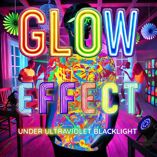 Miniatura 2 de aofmoka - Camiseta ultravioleta hecha a mano, reactiva a luz negra, con impresión decorativa