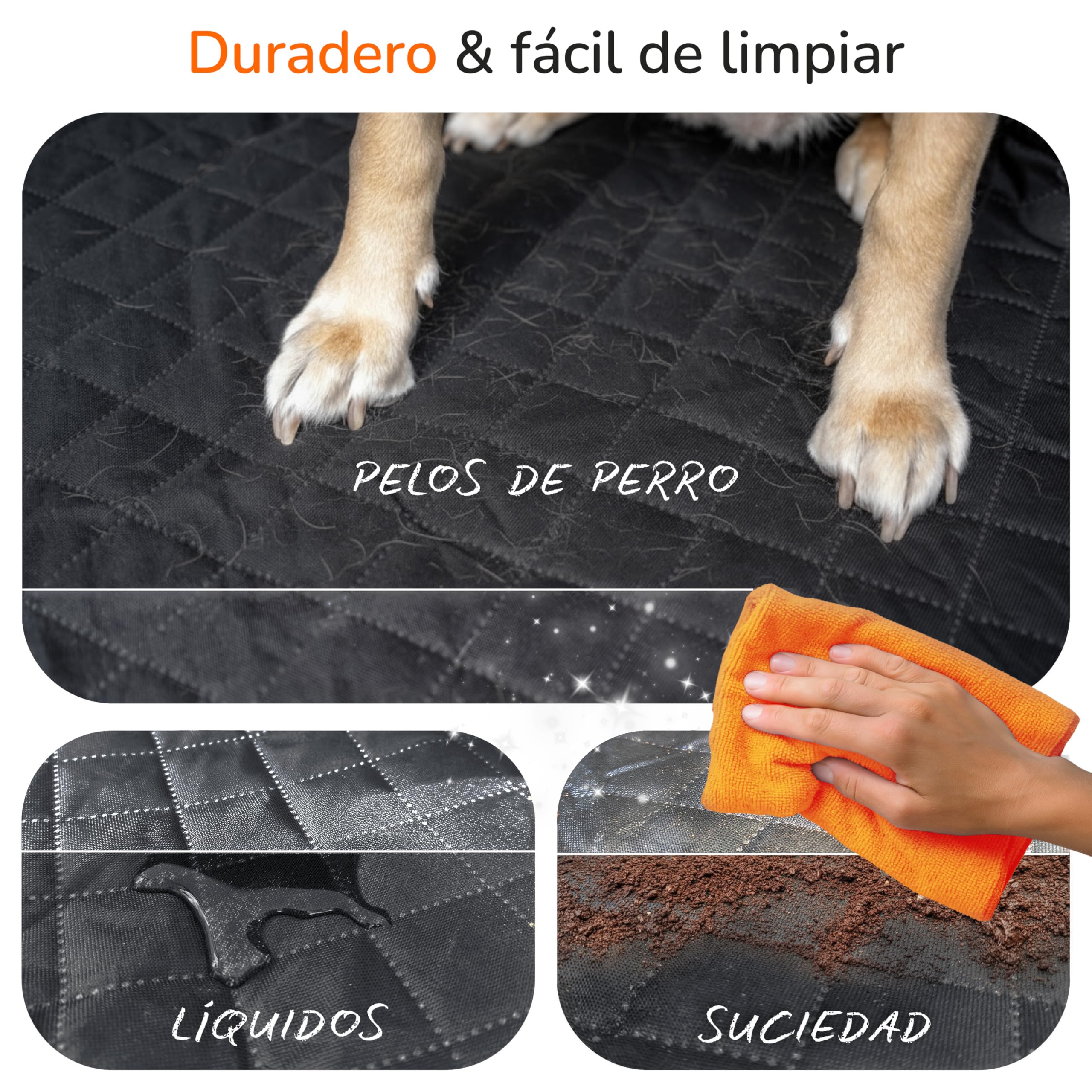 Upgrade4cars Manta Perro Coche Asiento Trasero Impermeable & Acolchada | Funda Protectora Asientos Perro | Cubierta Asientos Traseros Coche