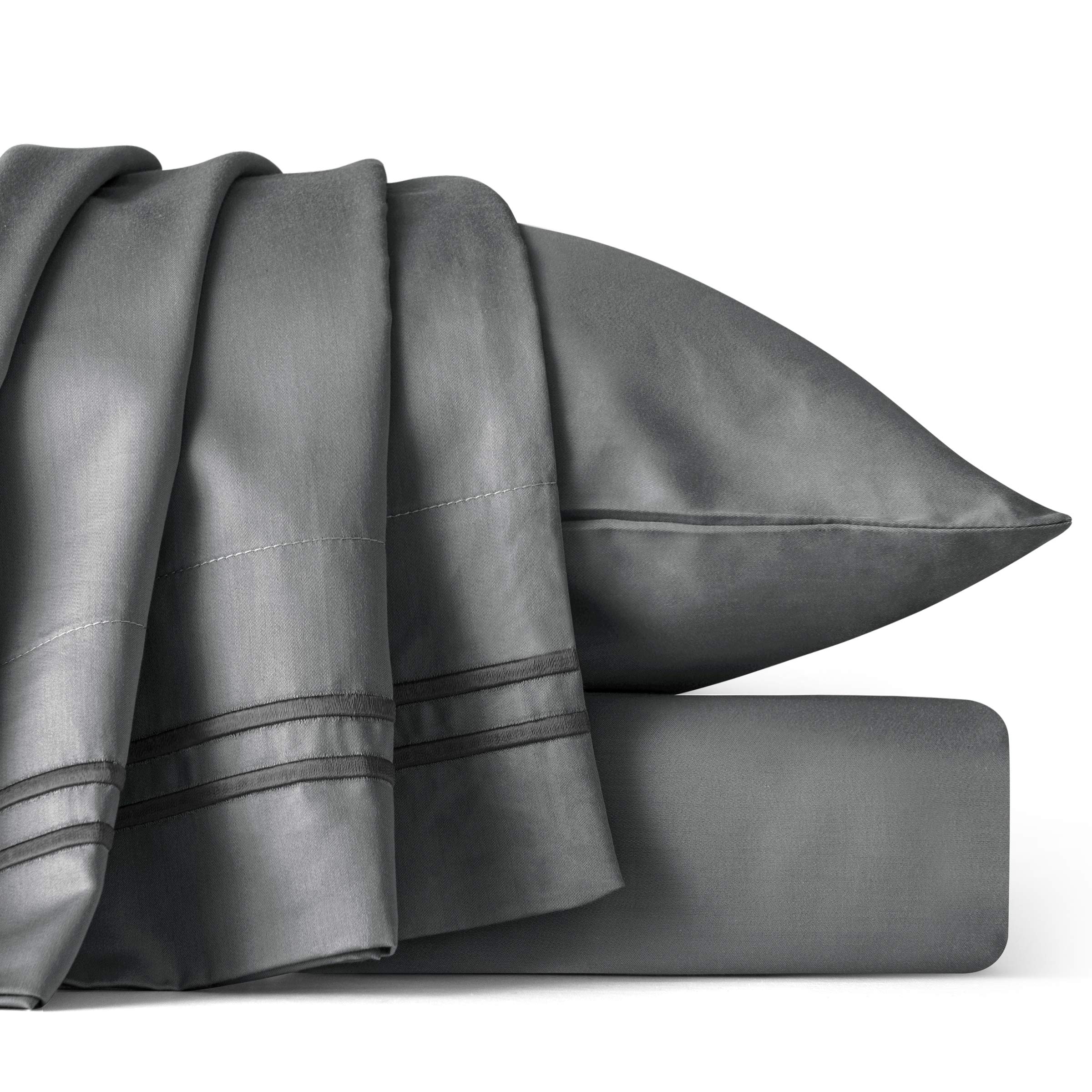 SUBRTEXBedding Duvet Covers 2PCS Bed Covers Silky Tencel Premium Cotton Bed Set with Button Closure Twin/Twin XL 1 Pillowcase Ultra Soft Lightweight Hotel Quality (Twin/Twin XL,Gray)