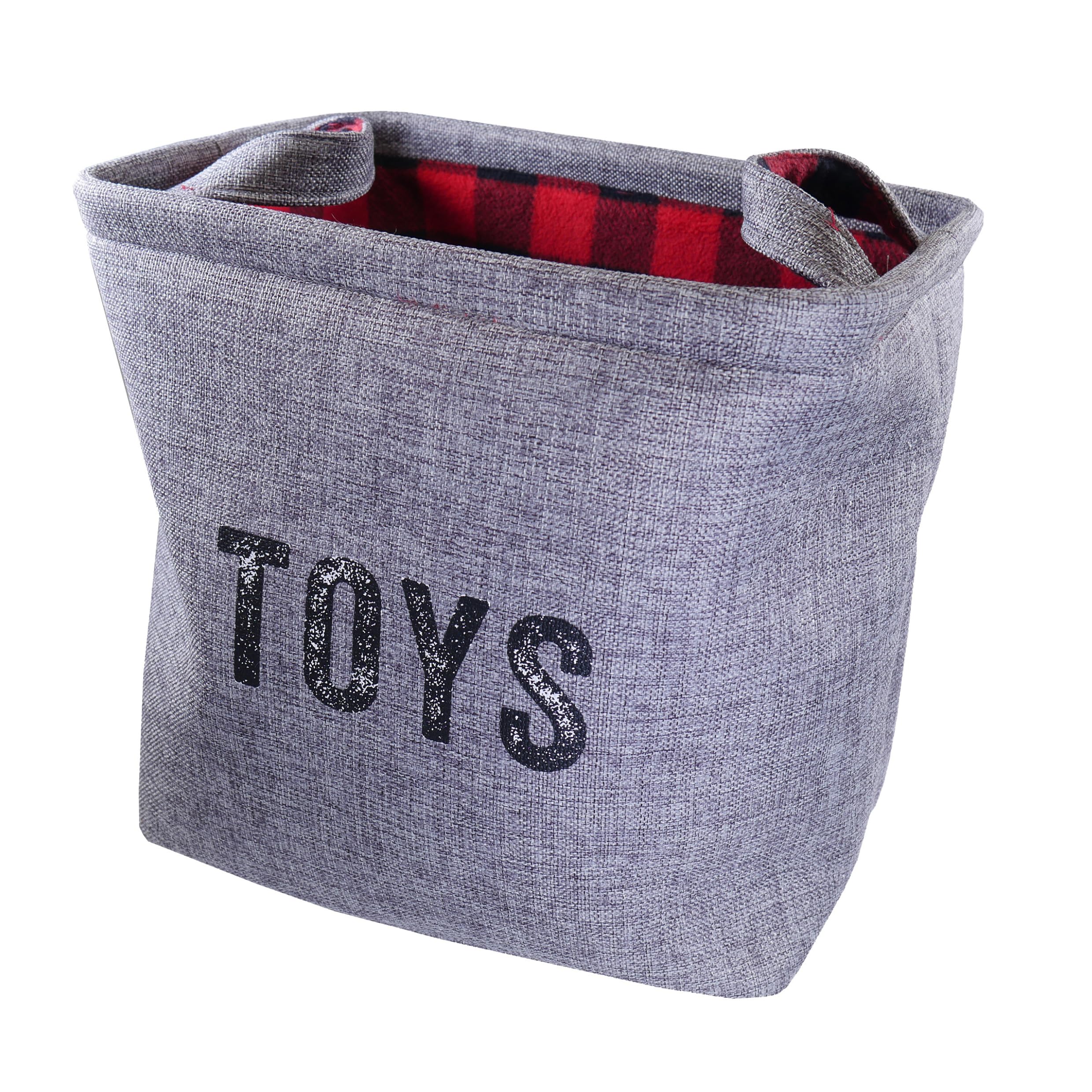 Pet Toy Basket Grey Canvas Collapsible Storage Bin Dog Cat Accessories Blankets