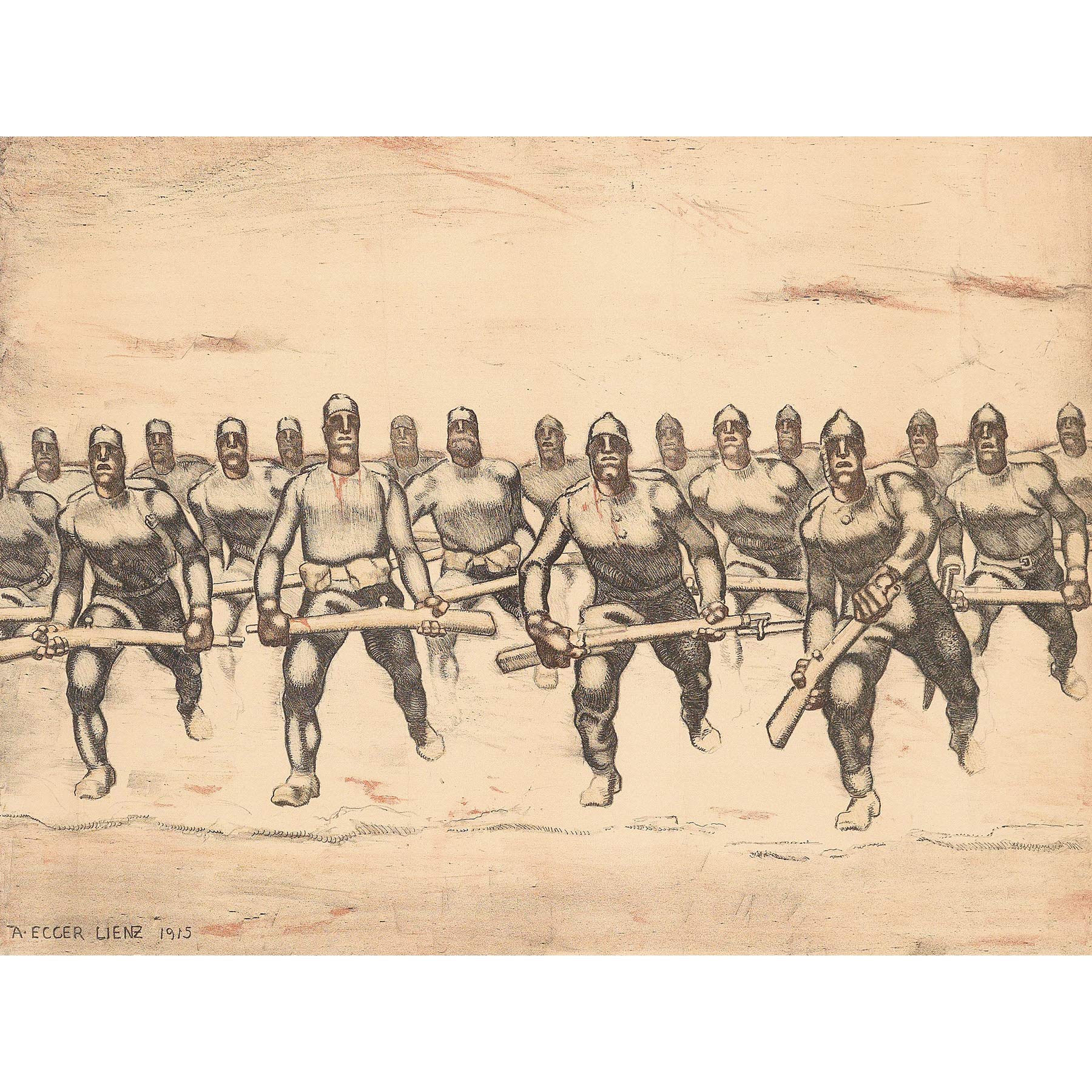Egger-Lienz 1915 Soldiers Attacking WWI Painting Large Print Poster Wall Art Decor Picture