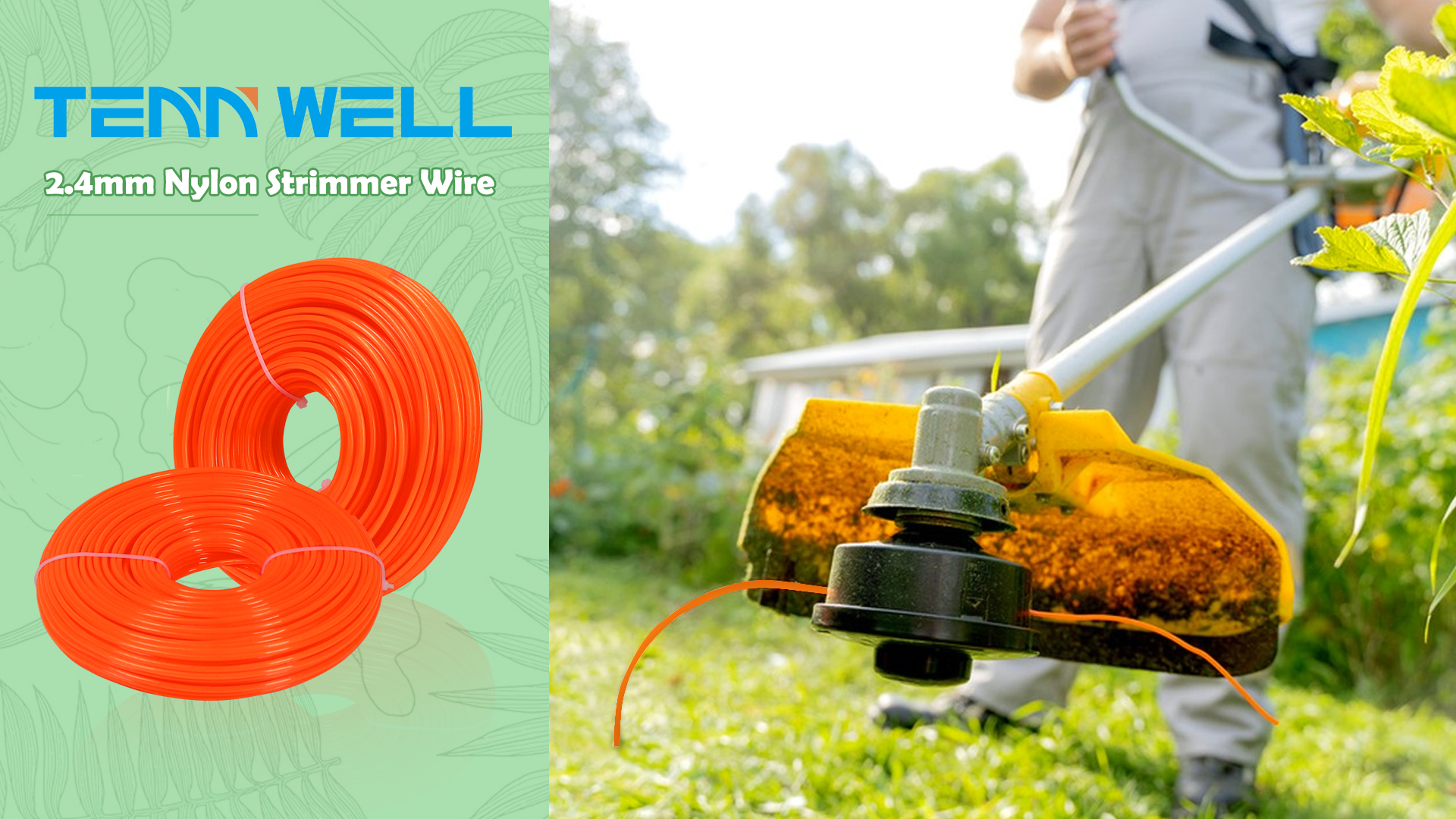 thumbnail: Zeqeey Trimmerlijn 2,4mm X 100m - Ronde Nylon Draad Voor Grastrimmers (Oranje)