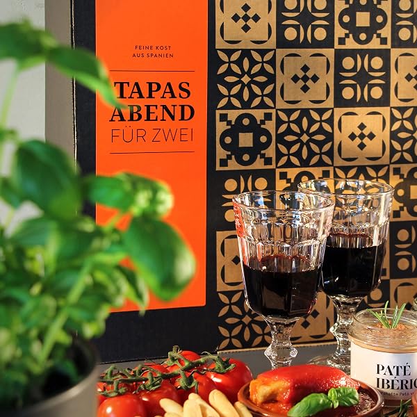 Präsentkorb - Ein Tapas-Abend für Zwei - gefüllter Feinkost-Geschenkkorb von jamon.de - Köstliches Geschenk für Frauen, Männer & Paare - 4