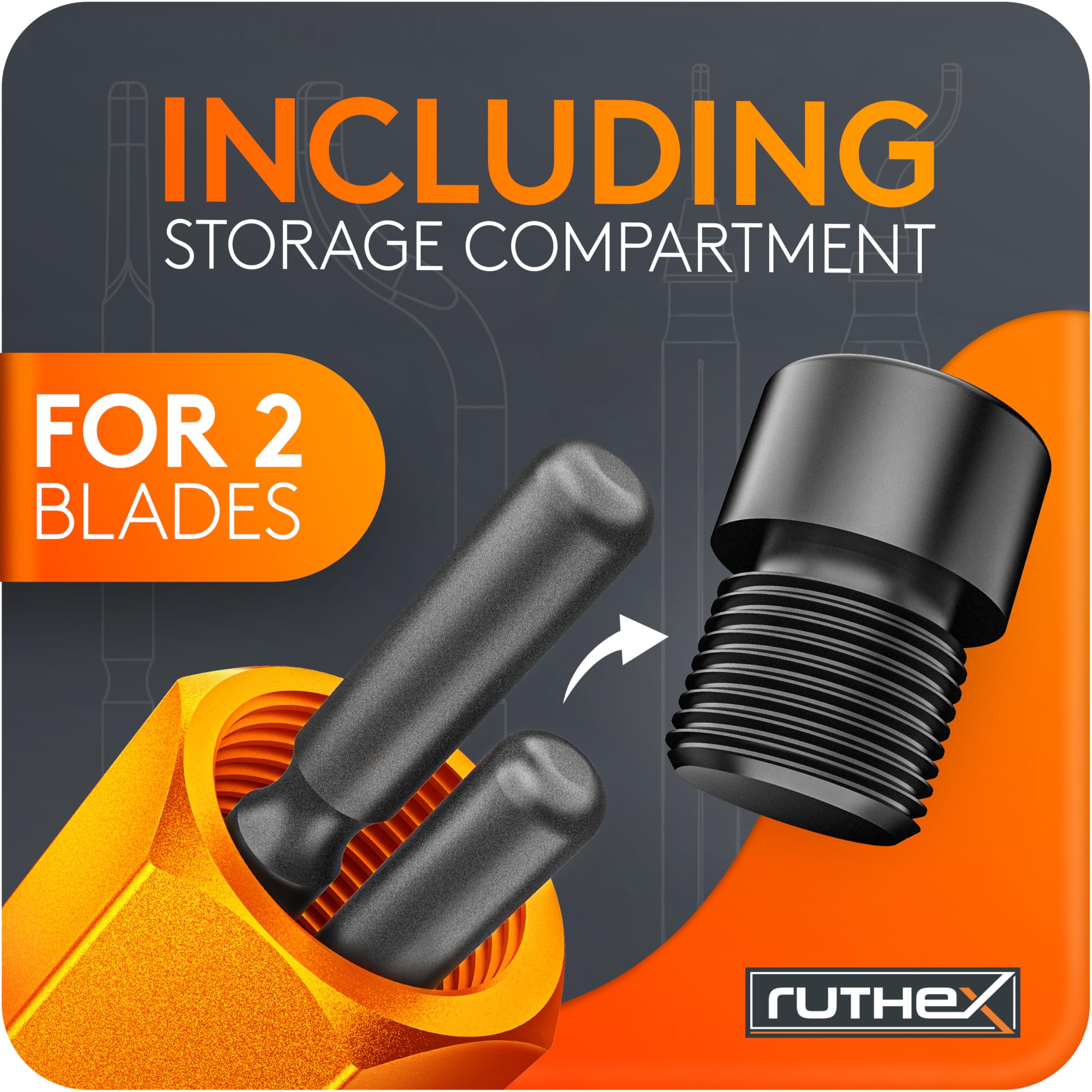 Ruthex Desbarbador Manual en Caja de Metal con 11 Cuchillas para Plástico, Metal y Acero Inoxidable