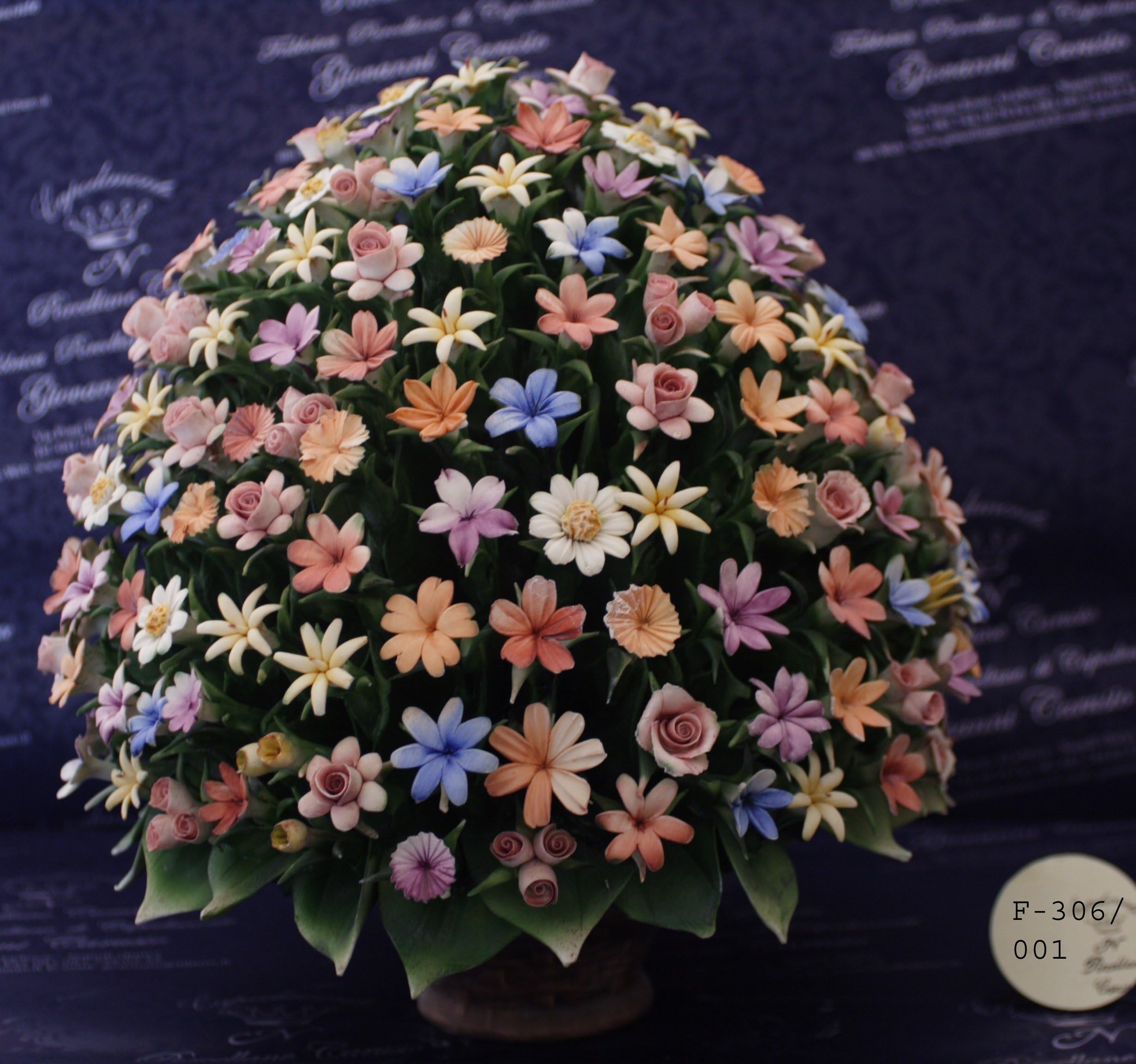 Flower Centerpiece in Capodimonte Porcelain Imported from Italy