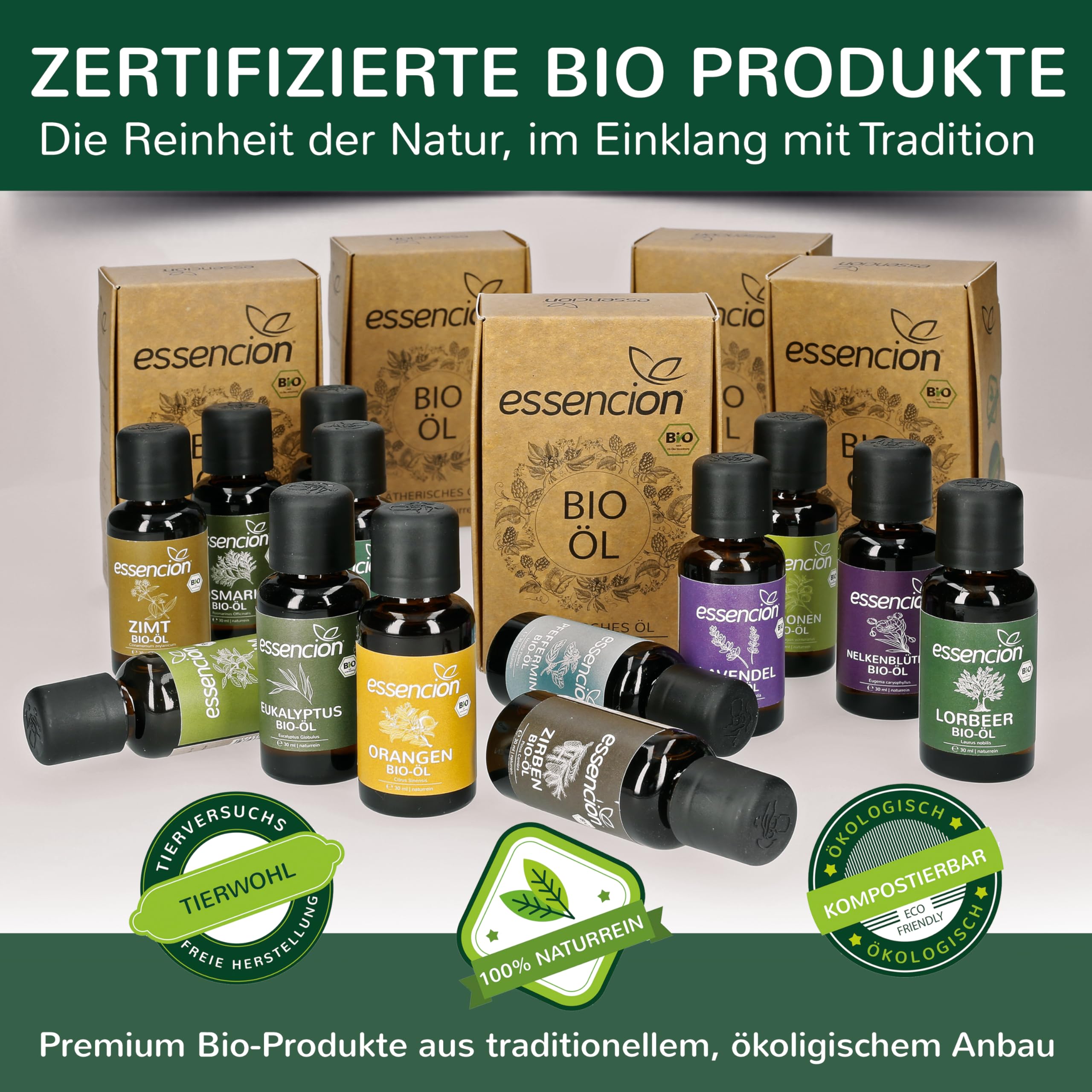 essencion BIO Thymianöl 3 x 30ml | Reines ätherisches Thymian Öl | 100% Naturrein | Ideal für Aromaverteiler, Duftlampe & Massage | Tymiantropfen