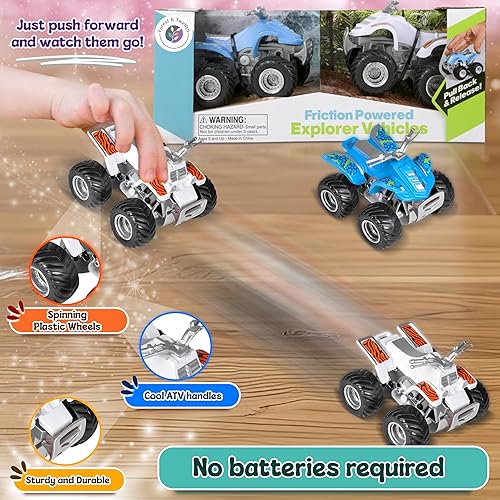 Miniatura 3 de Forest & Twelfth Vehículos exploradores terrestres y marítimos accionados por fricción para niños, vehículos de juguete para niños pequeños,