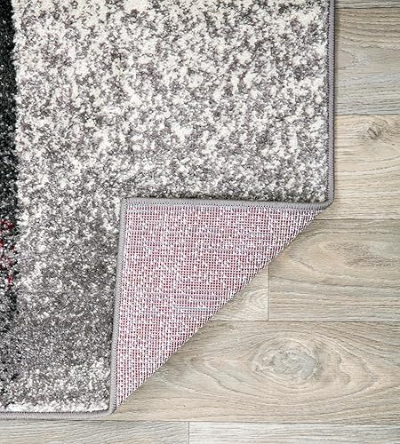 Miniatura 5 de Rugshop Alfombra gris grande moderna con diseño de cajas envejecidas, pelo suave resistente a las manchas para sala de estar, oficina y comedor, 8 x