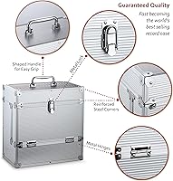 Vista 3 de Estuche de transporte de aluminio para discos de vinilo La solapa frontal plegable proporciona un mejor acceso a tus LP