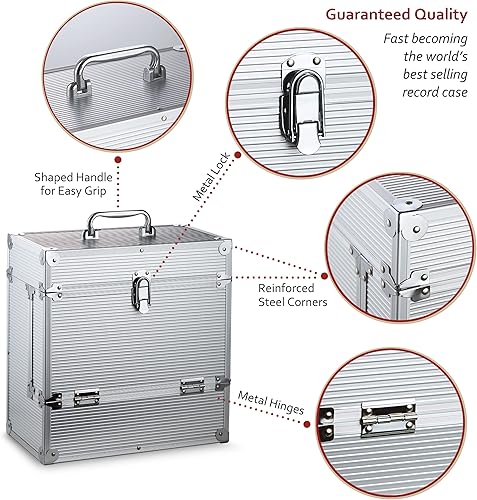 Miniatura 3 de Estuche de transporte de aluminio para discos de vinilo | La solapa frontal plegable proporciona un mejor acceso a tus LP
