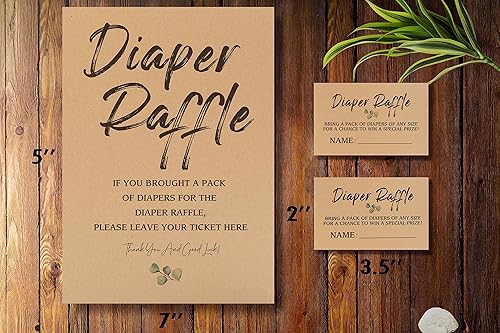 Miniatura 2 de 1 cartel de Kraft para rifas de pañales y 50 tarjetas de estraza para rifas, baby shower, decoración de baby shower, juegos de baby shower, 111KF