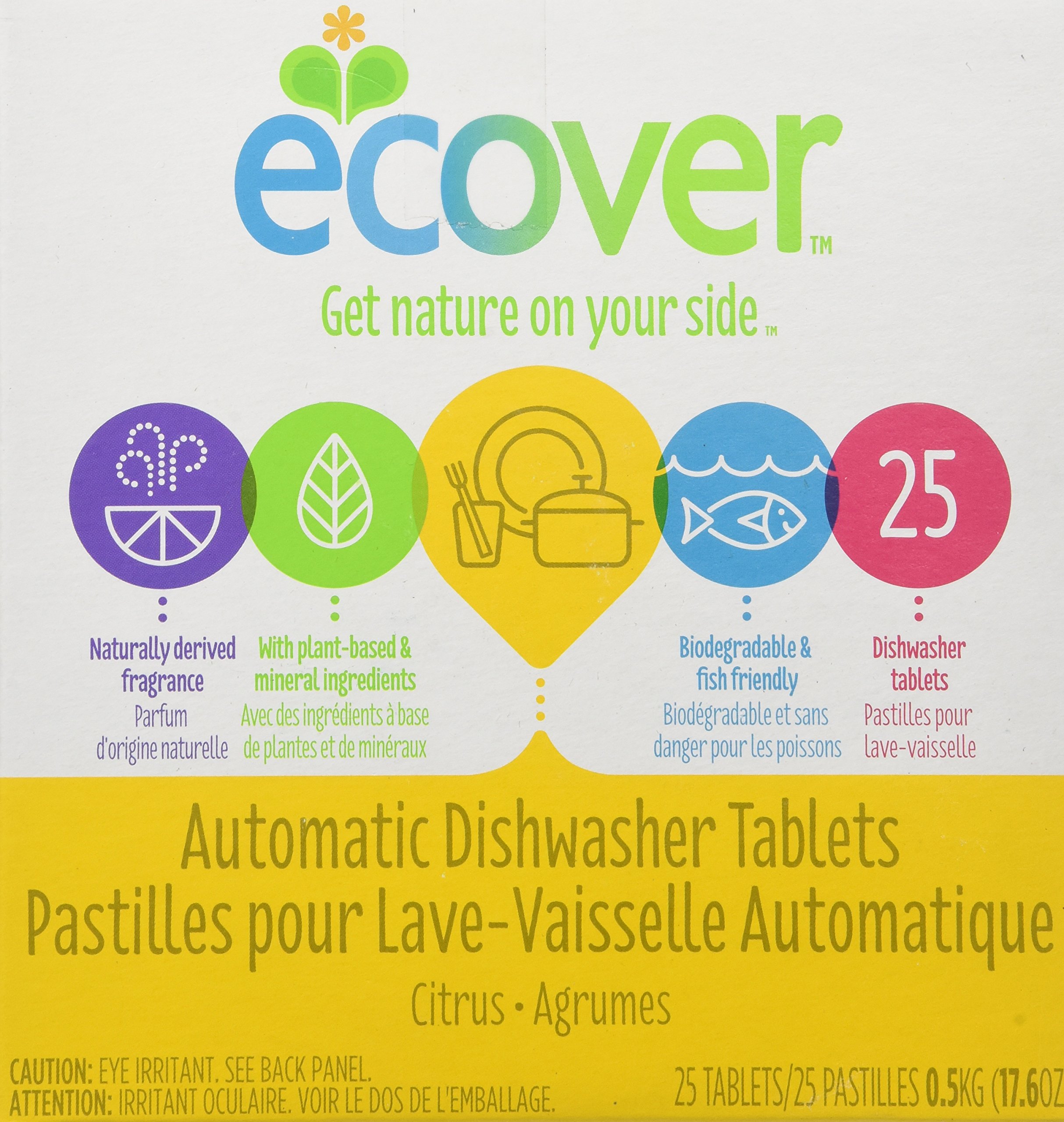 EcoverNatural Automatic Dishwashing Tablets, Citrus - 17.6 Ounce, (Pack of 4)