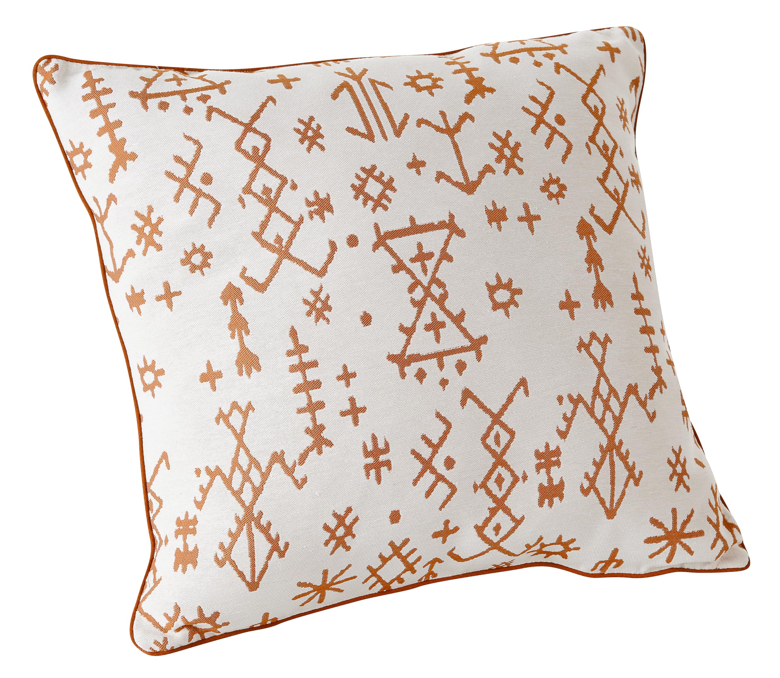Coussin de décoration haut de gamme tissé en France style ethnique blanc motif fauve Linder