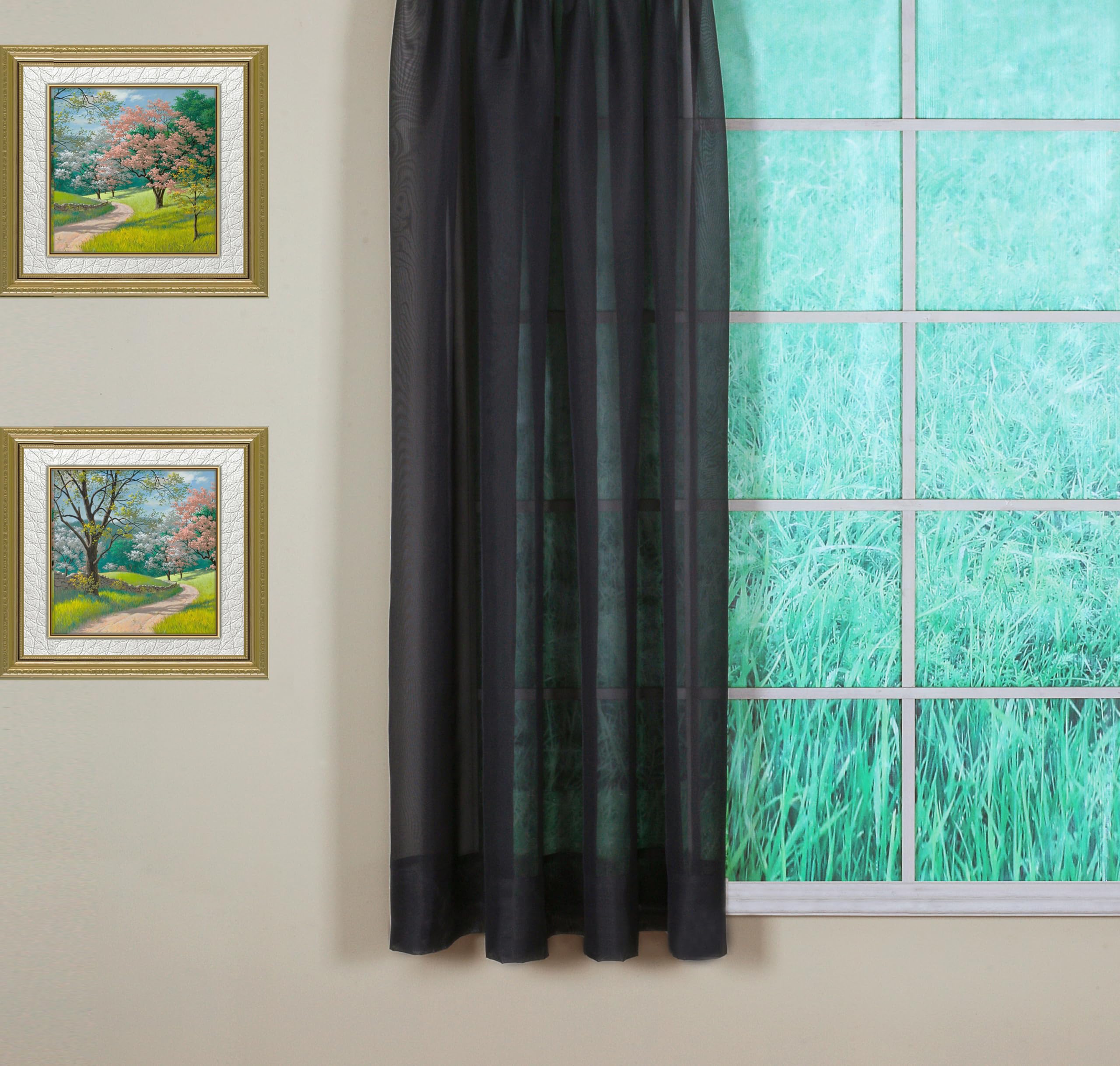 Today's Curtain Black Emelia Original Voile Panel 63", 60" W X 63" L