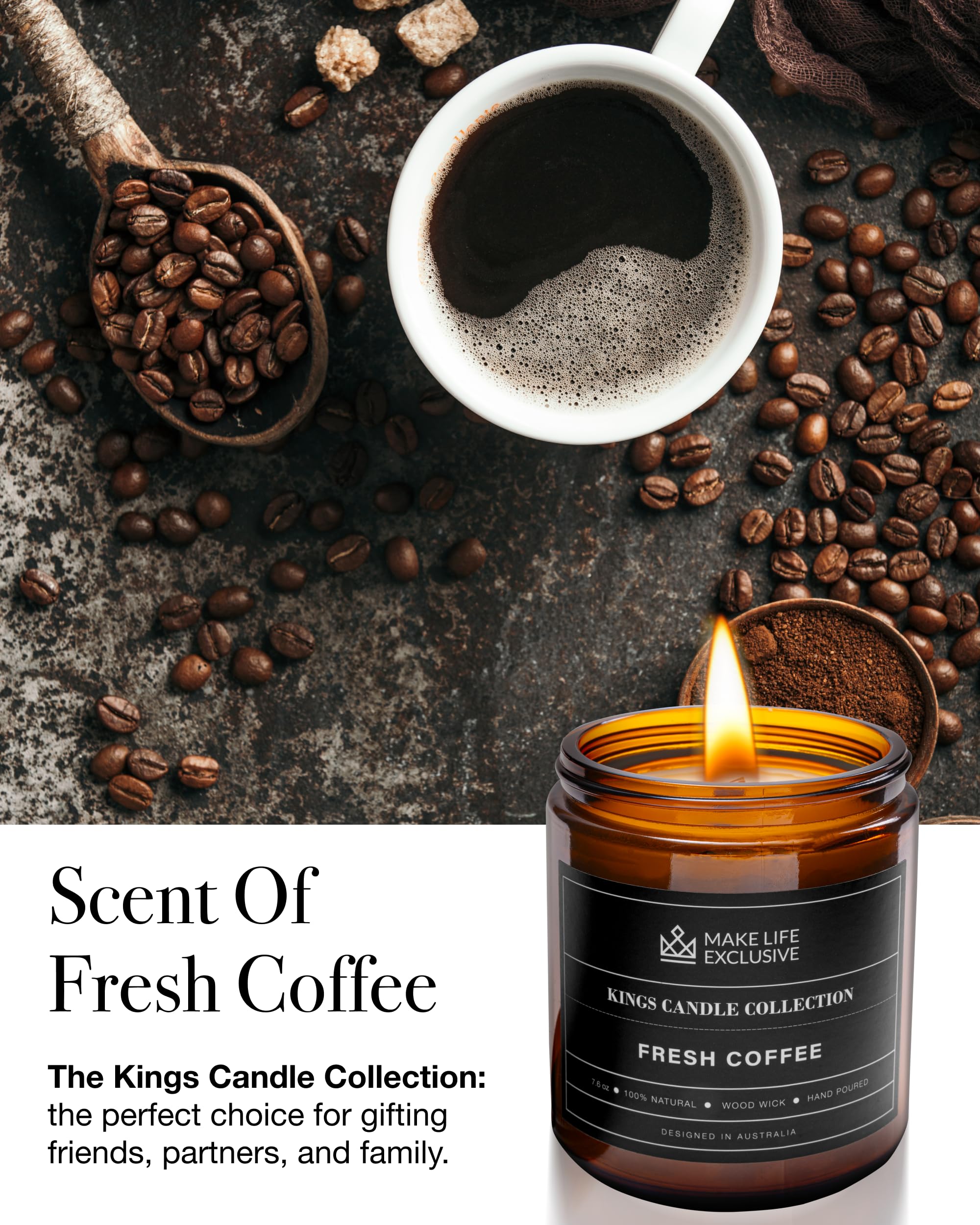 Świece zapachowe dla mężczyzn, świeża kawa, zapachy espresso, drewniany knot, długotrwałe, męskie zapachy, naturalna świeca w słoiku sojowym do domu, podkładka kawalerska i kawalerska, idealny prezent