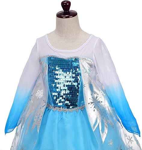 Miniatura 4 de Lito Angels - Disfraces de princesa para niña, vestido de la reina de las nieves, para disfrazarse, Halloween, Navidad, disfraz con accesorios.