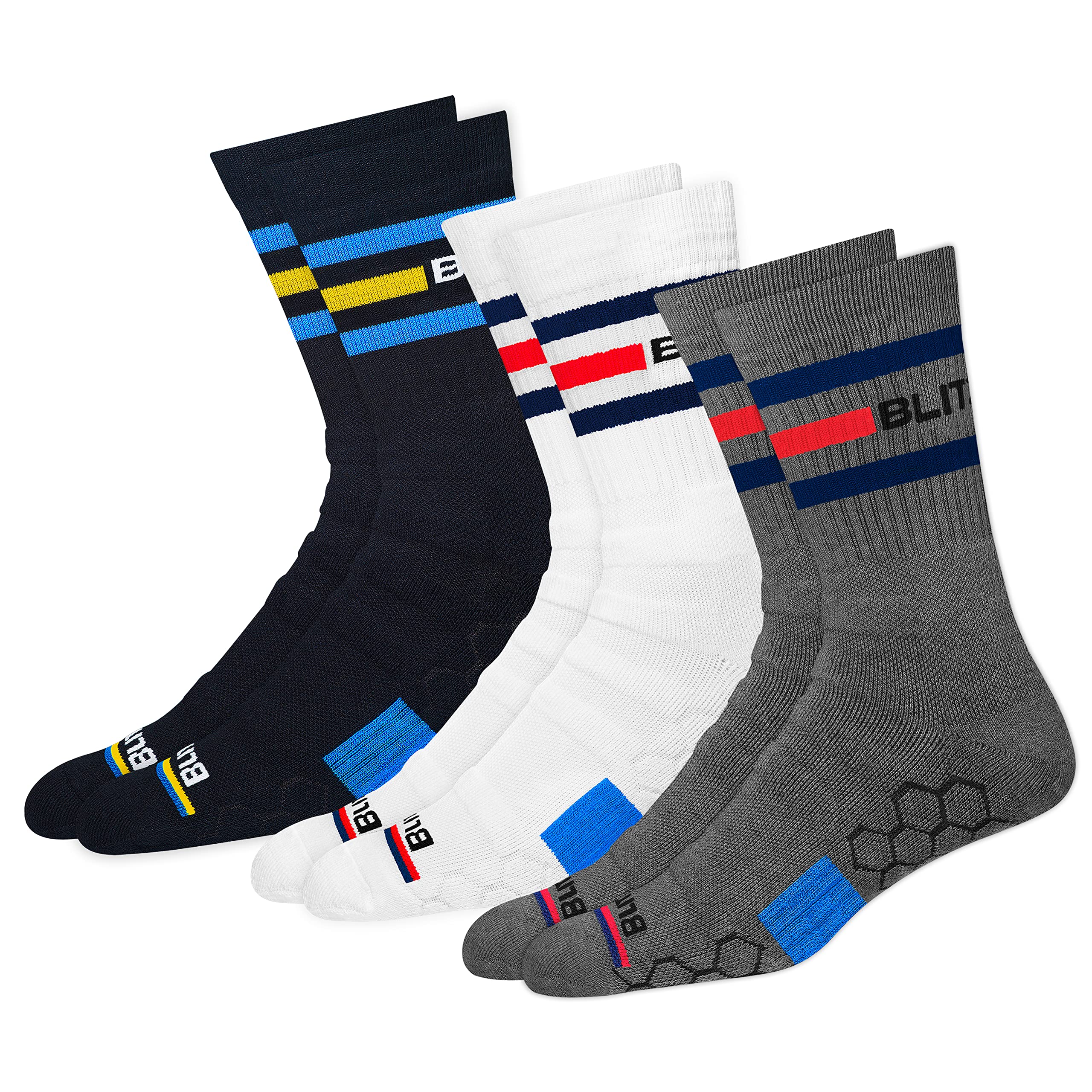 BLITZSOX Hi-Tech Performance Calzini Sportivi per Uomo e Donna (Corsa, Tennis, Allenamento e Fitness), Confezione da 3