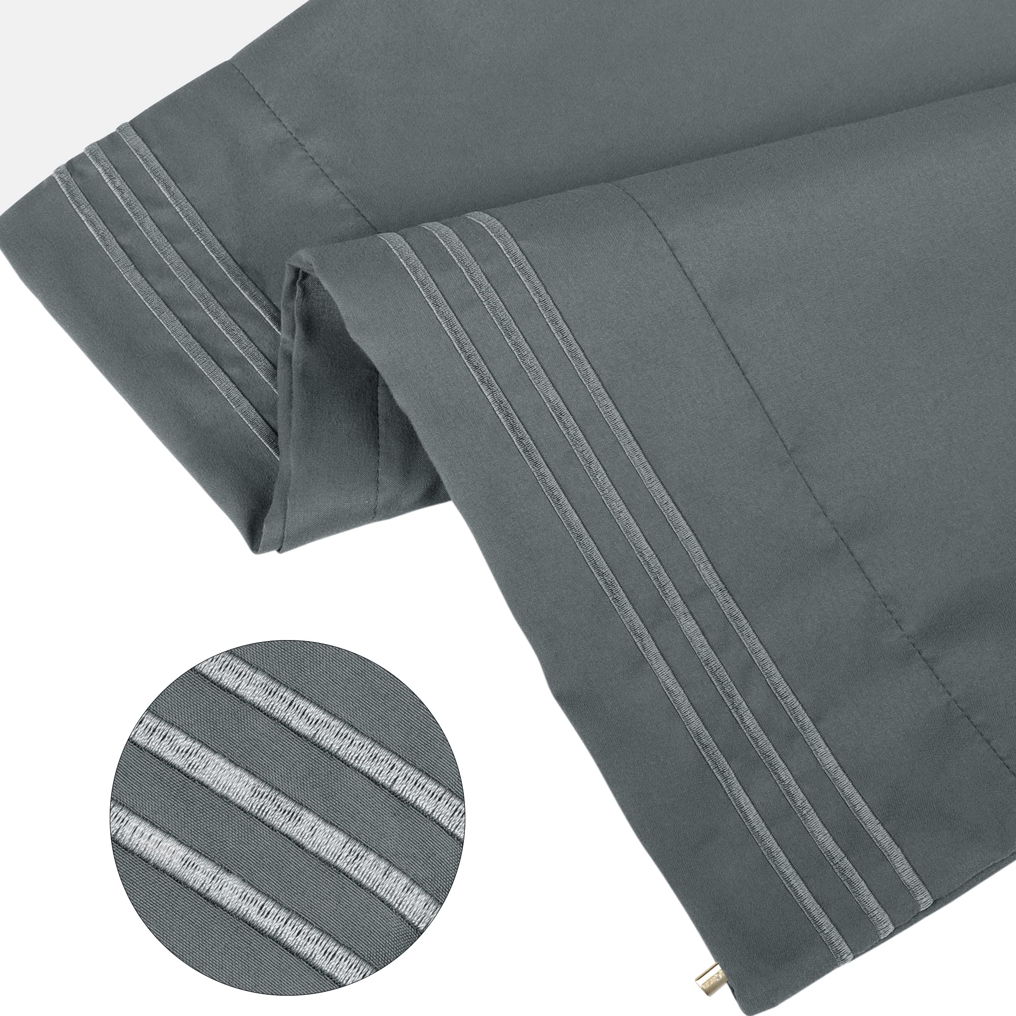 PiccoCasa Brushed Microfiber Pillowcases 2 Pack Soft Breathable Pillow Covers with Embroidery - Image 4