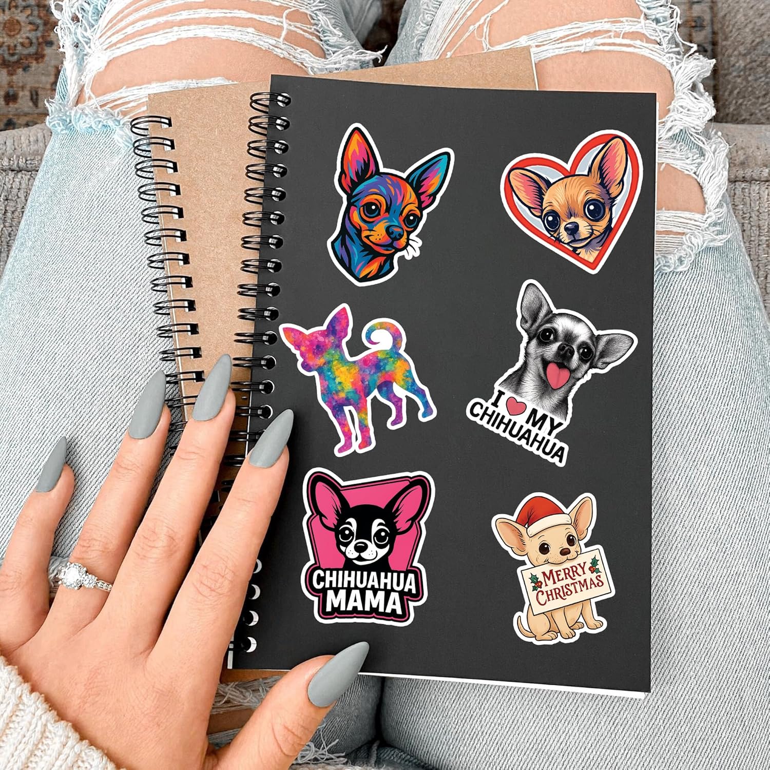 50 Pcs Chihuahua Stickers Dog Lover Vinyl Decal Waterproof Cute Puppy Sticker Laptop Water Bottle Phone Tablet Scrapbook Notebook Skateboard Helmet Luggage Gifts for Teens Pet Owners - Image 6