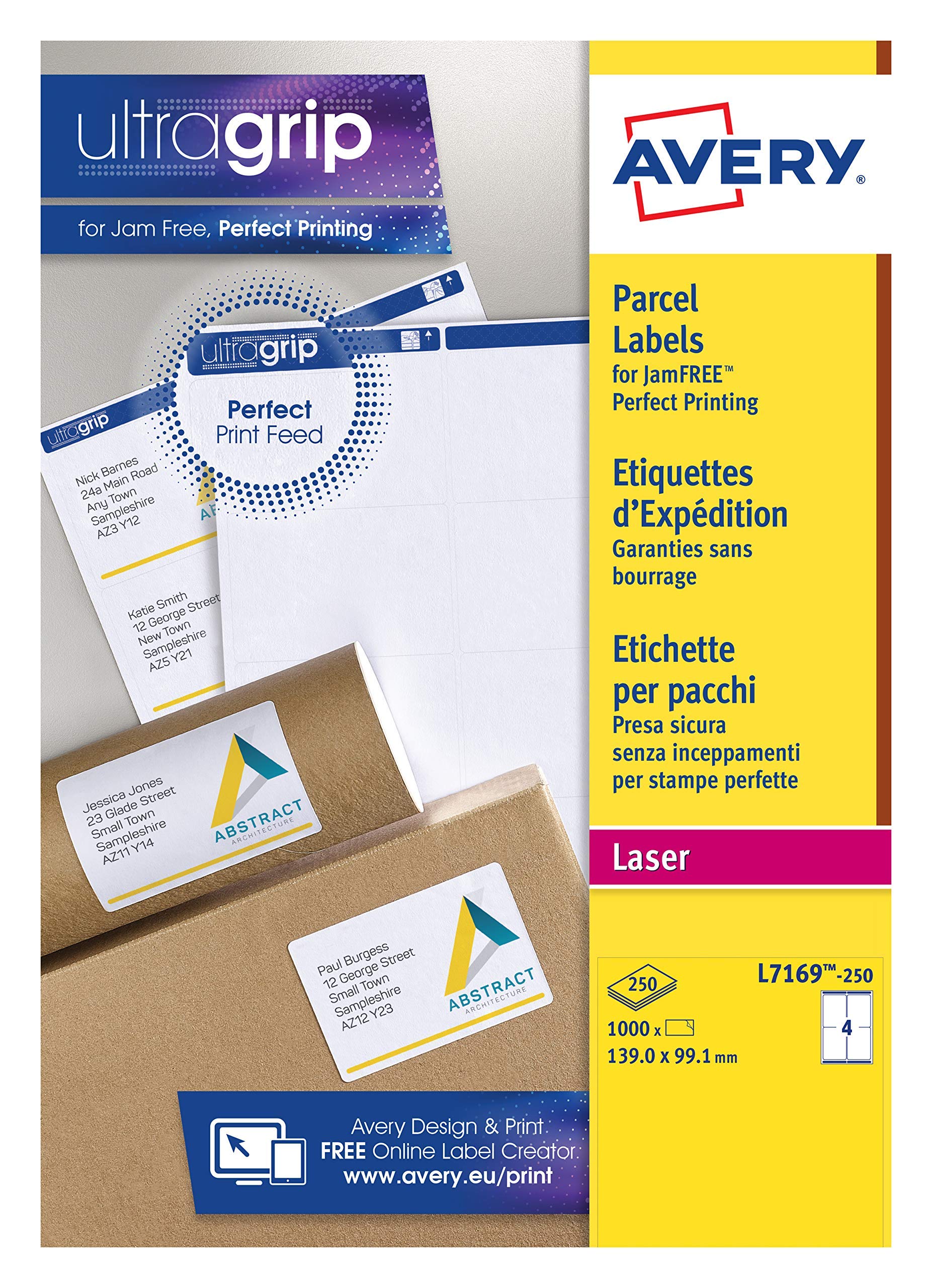 Avery Jam-Free Address Label 4TV 139x99.1mm 4 per Sheet x250 - White