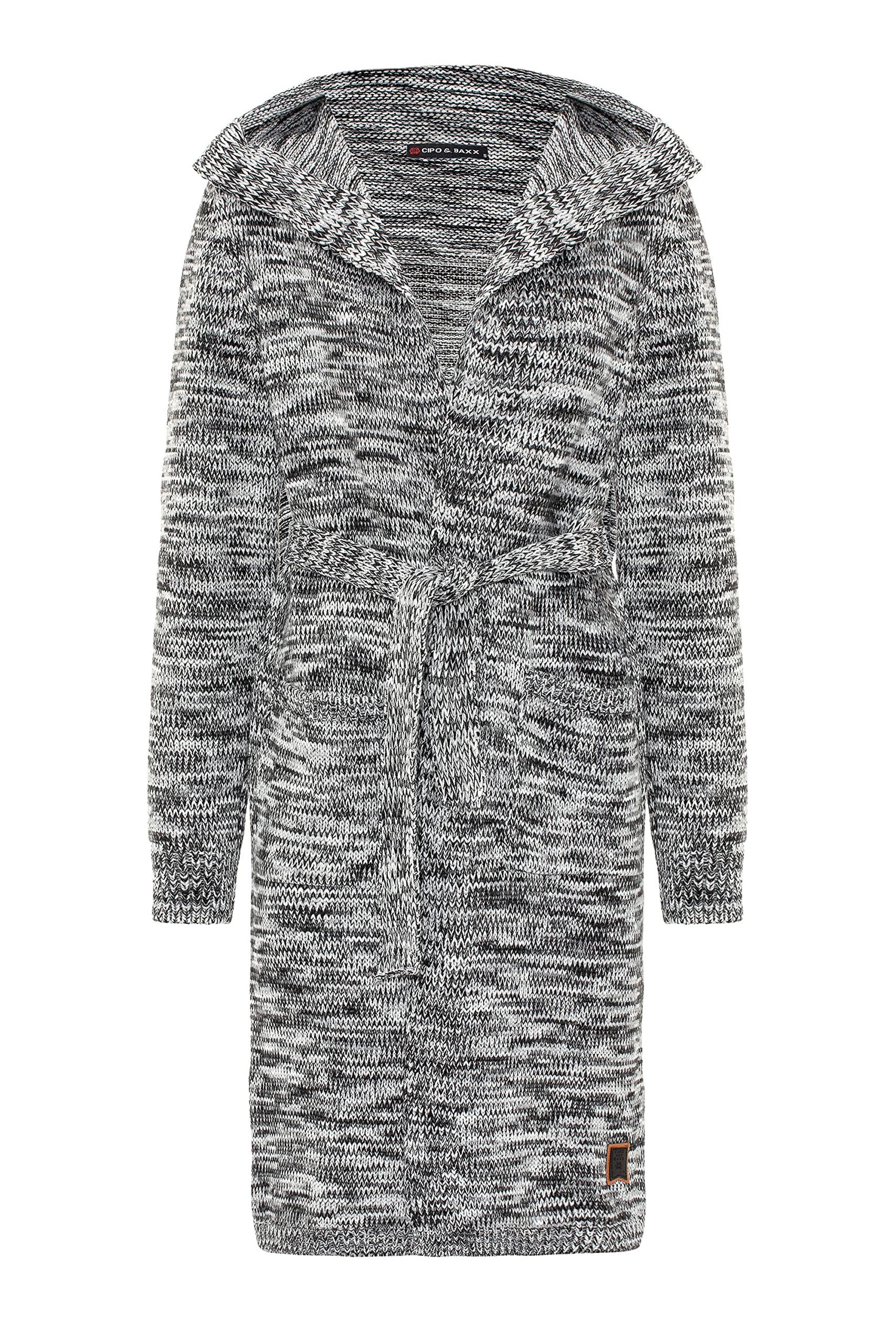 Cardigan lungo in maglia con cintura