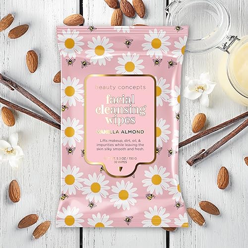 Miniatura 4 de Beauty Concepts Luxe Paquete de 4 toallitas limpiadoras de maquillaje con infusión de coco dulce, miel y karité, vainilla y almendra y menta fresca