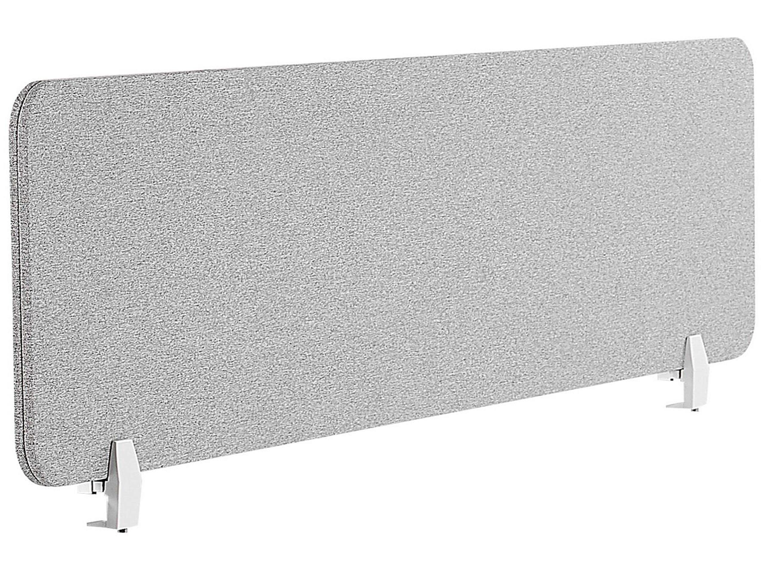 Beliani Schreibtisch Trennwand Akustik Polster hellgrau 160 x 40 cm Schallschutz Wally