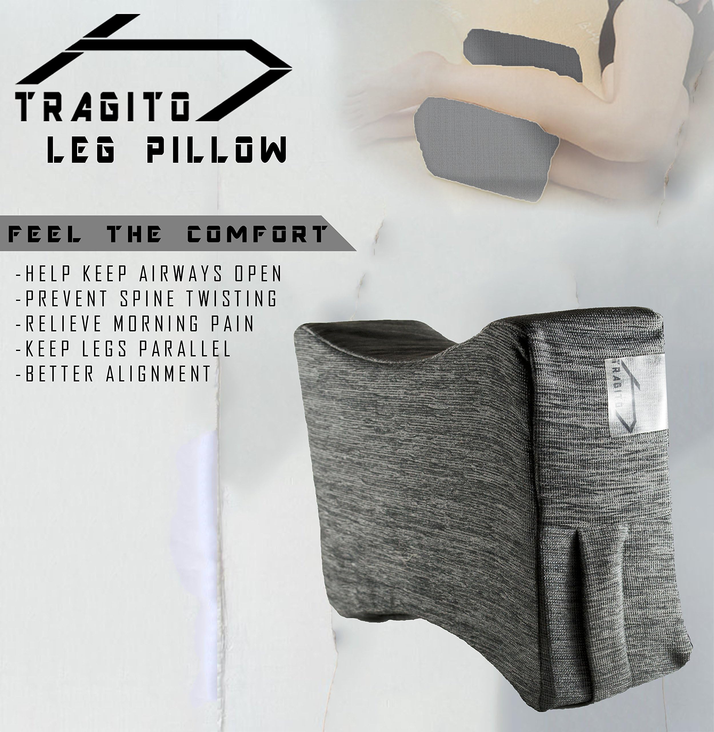 Tragito Knee Pillow | Leg Pillow | Pregnancy pillow | Sciatica pain | Back Ache (Hard and Stiff PU Foam)