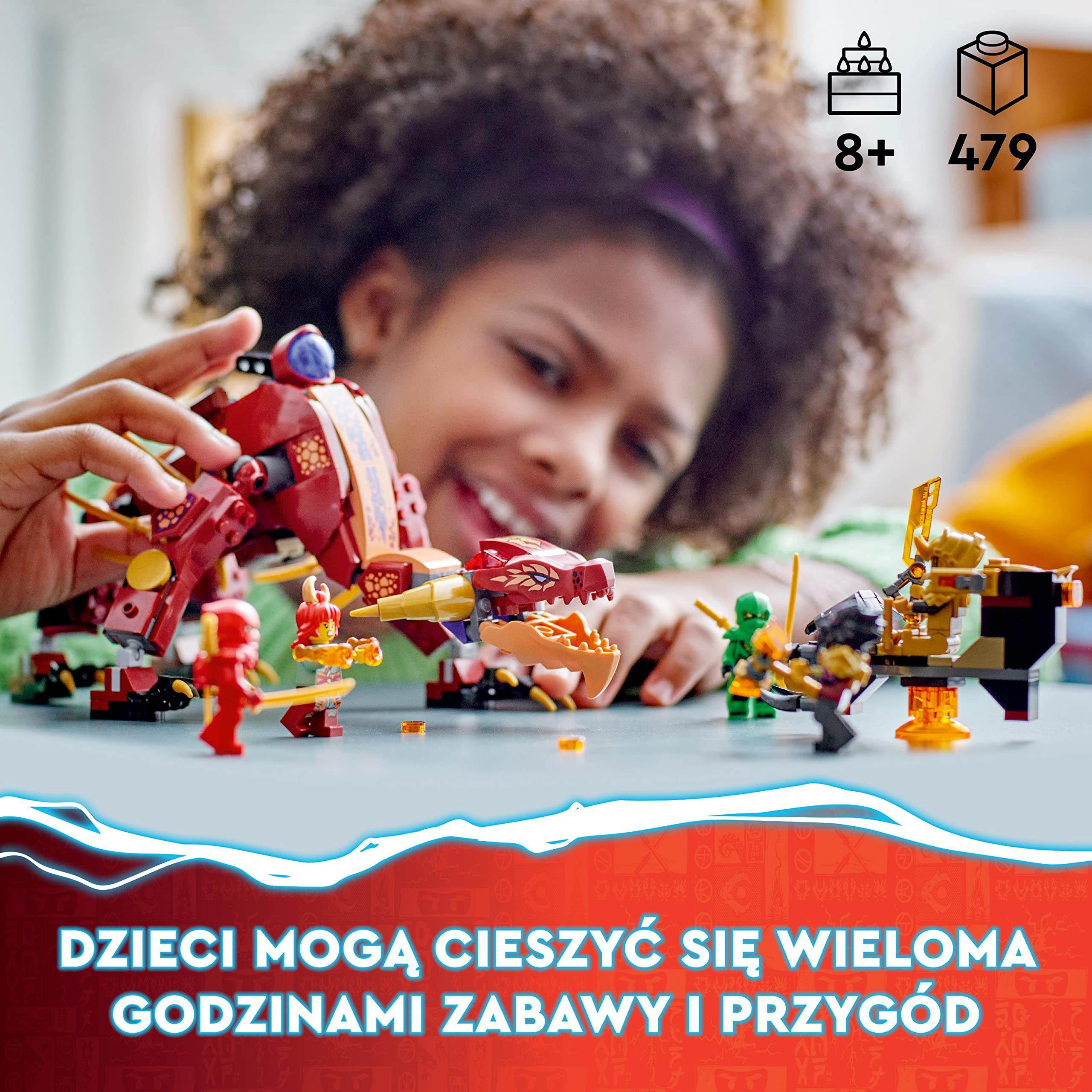 LEGO 71793 NINJAGO Lawowy smok zmieniający się w falę ognia, zestaw z serii Dragons Rising z figurką mitycznego stworzenia oraz minifigurkami Kaia i Lloyda, zabawka, prezent dla dzieci