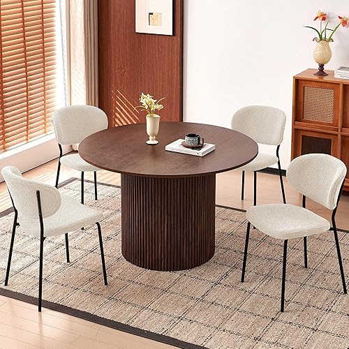 Miniatura 8 de NORDICANA Juego de mesa de comedor de 5 piezas, juego de comedor de 47 pulgadas para 4, mesa de cocina redonda y sillas de comedor verdes, juego de