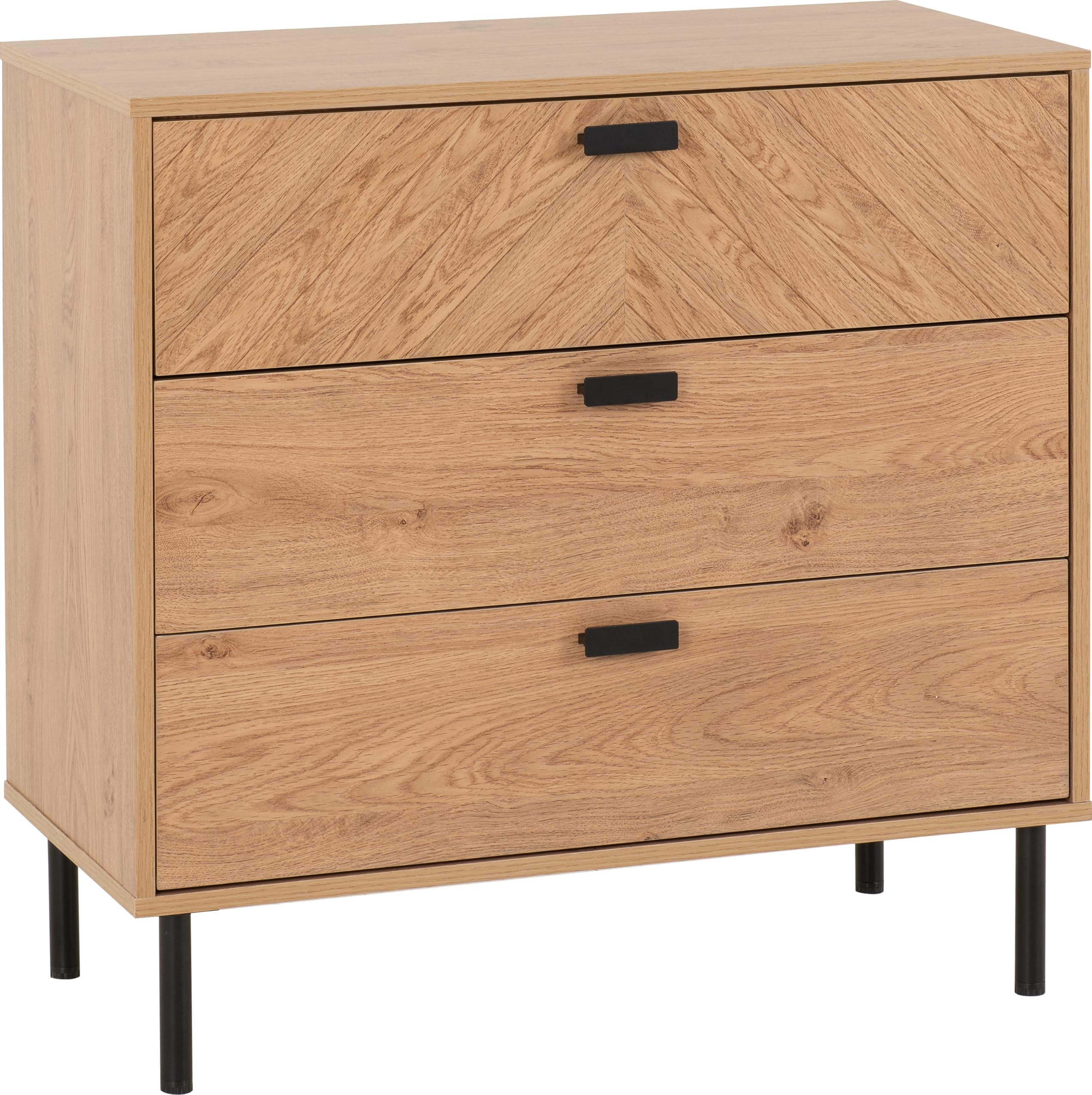 Seconique Leon 3 Drawer Chest - Medium Oak Effect - Brown