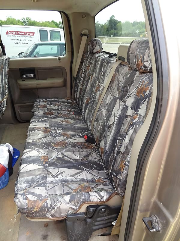 Capa de banco traseiro sob medida Durafit Seat Covers para Ford F-150 2004–2008, encosto inteiriço, assento bipartido 60/40, XD3 Camo Endura, F366-XD3 C