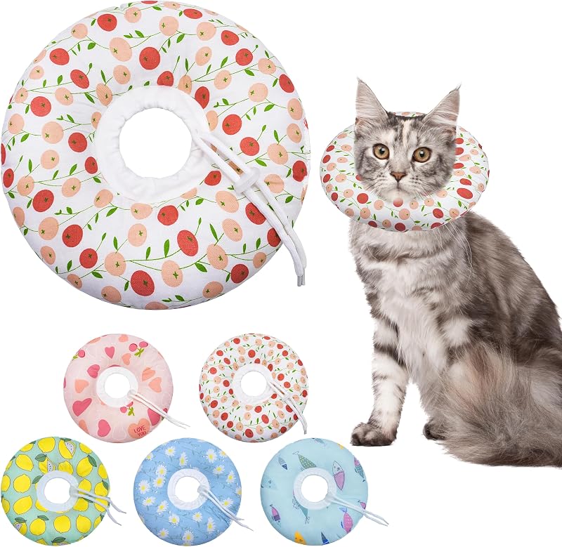 Colar Cone de Recuperação Macio e Ajustável para Gatos Seyezo Rosa Cereja (M)