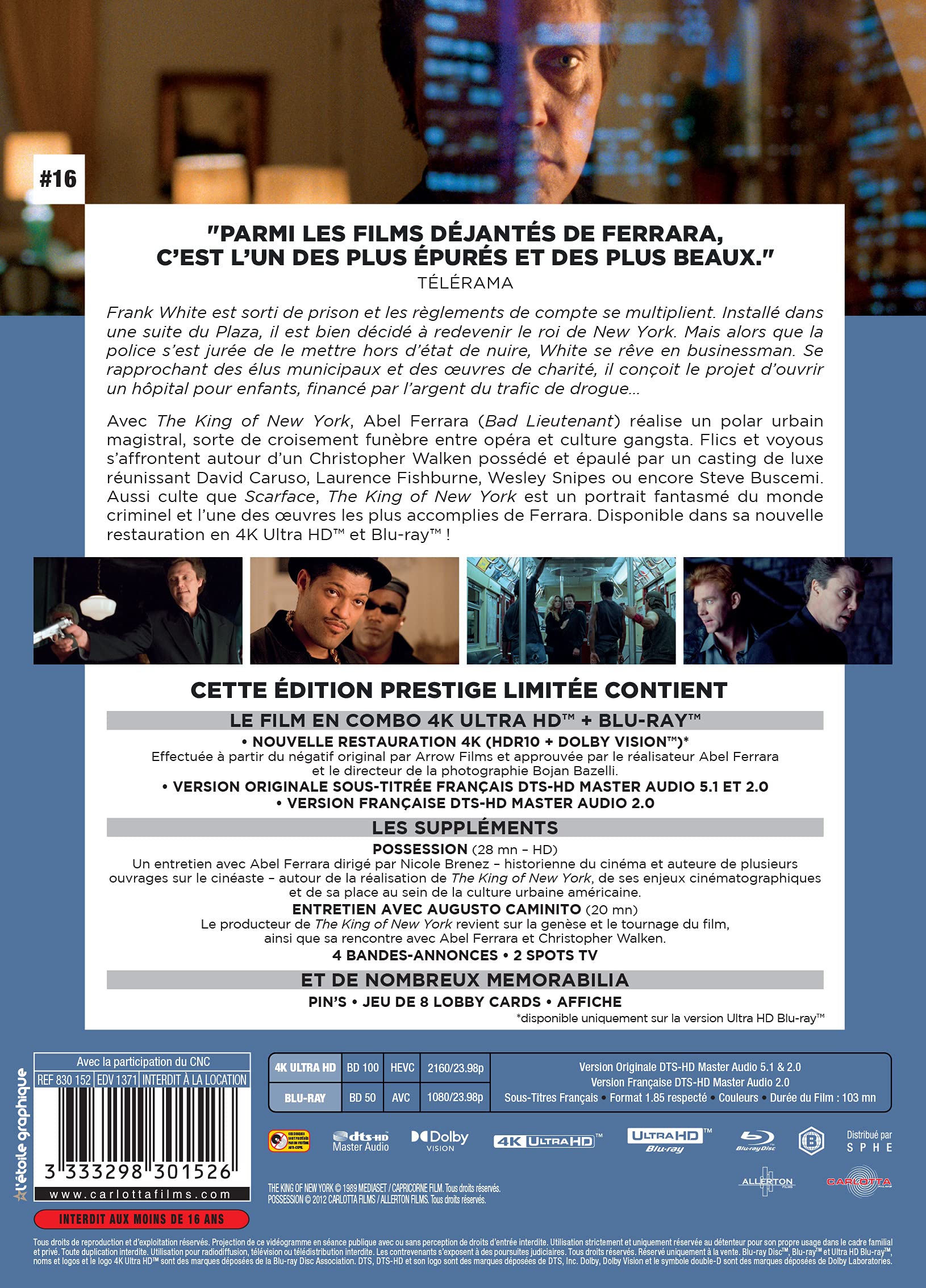 The King of New York [Édition Prestige limitée-4K Ultra-HD + Blu-Ray + Goodies]