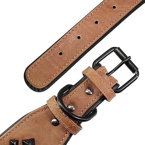 Miniatura 6 de PET ARTIST Collares de perro de cuero grandes con tachuelas de 2 pulgadas de ancho con acolchado suave, diseño occidental, collar de perro
