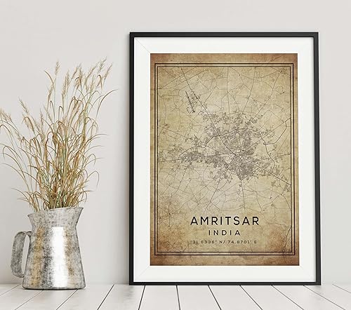 Miniatura 6 de Mapa de Amritsar, India, Vintage Western (8x10)