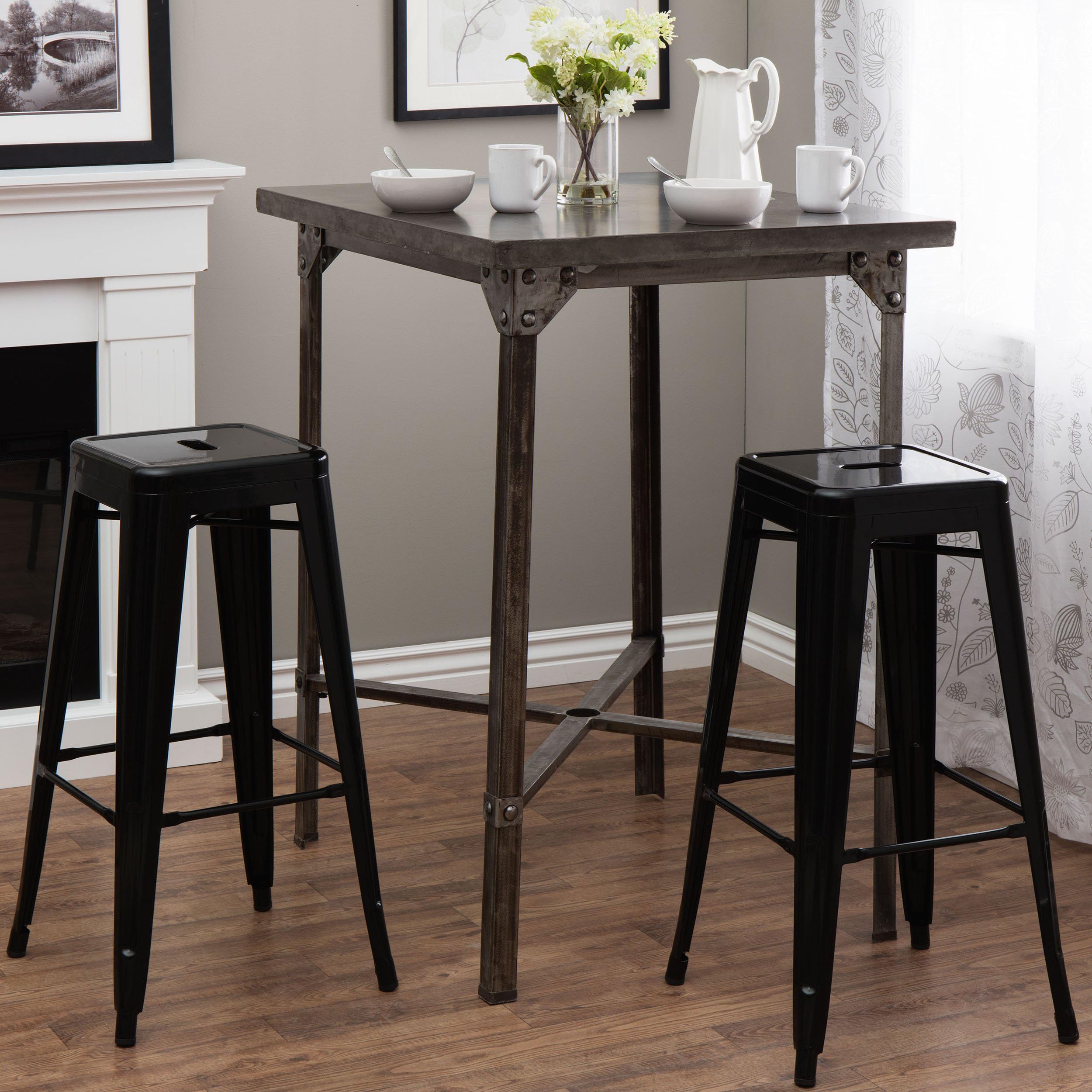 Tabouret 30-inch Black Metal Bar Stools (Set of 2)