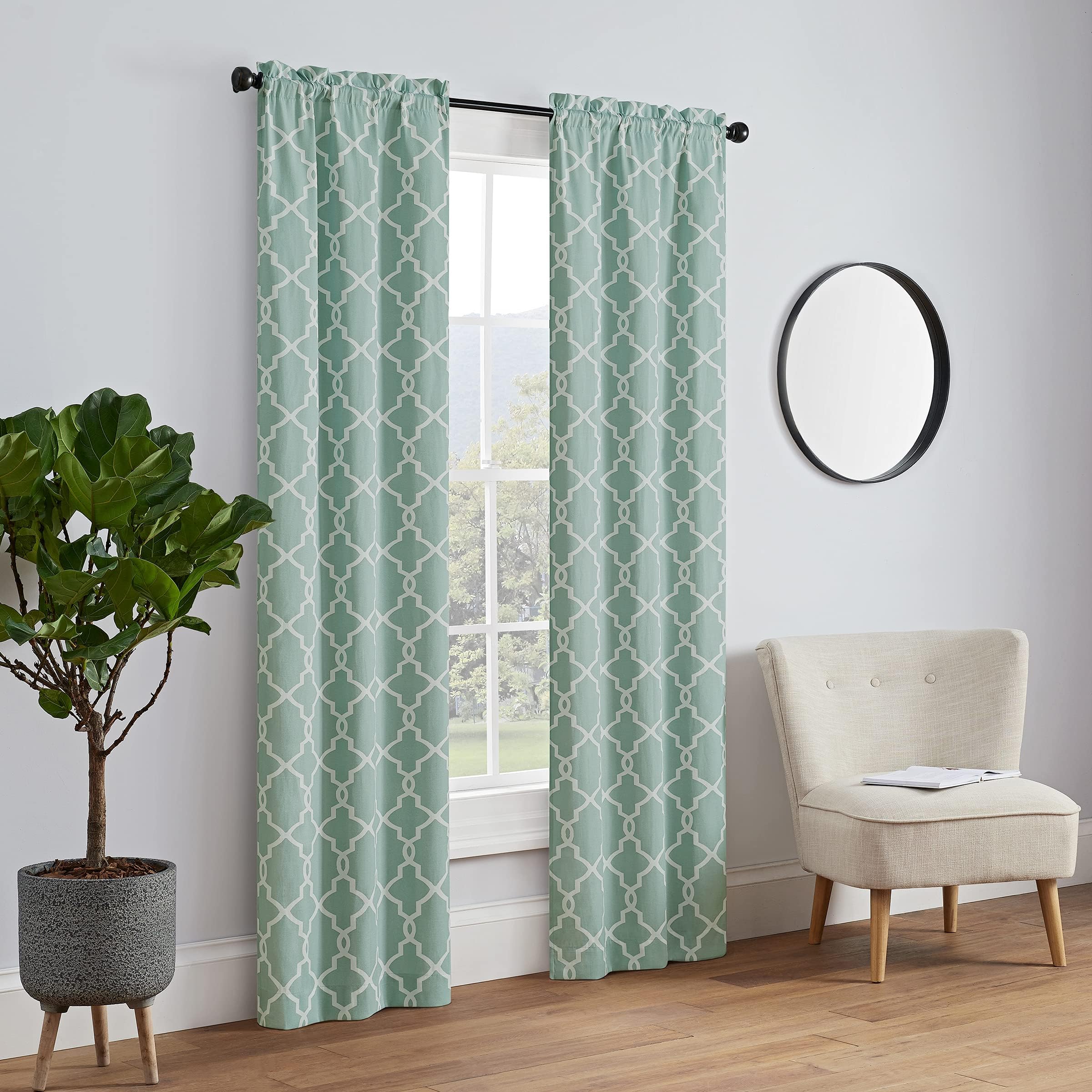 PAIRS TO GO Vickery Modern Decorative Rod Pocket Window Curtains for Bedroom or Living Room (Double Panel), 28" x 63", Spa