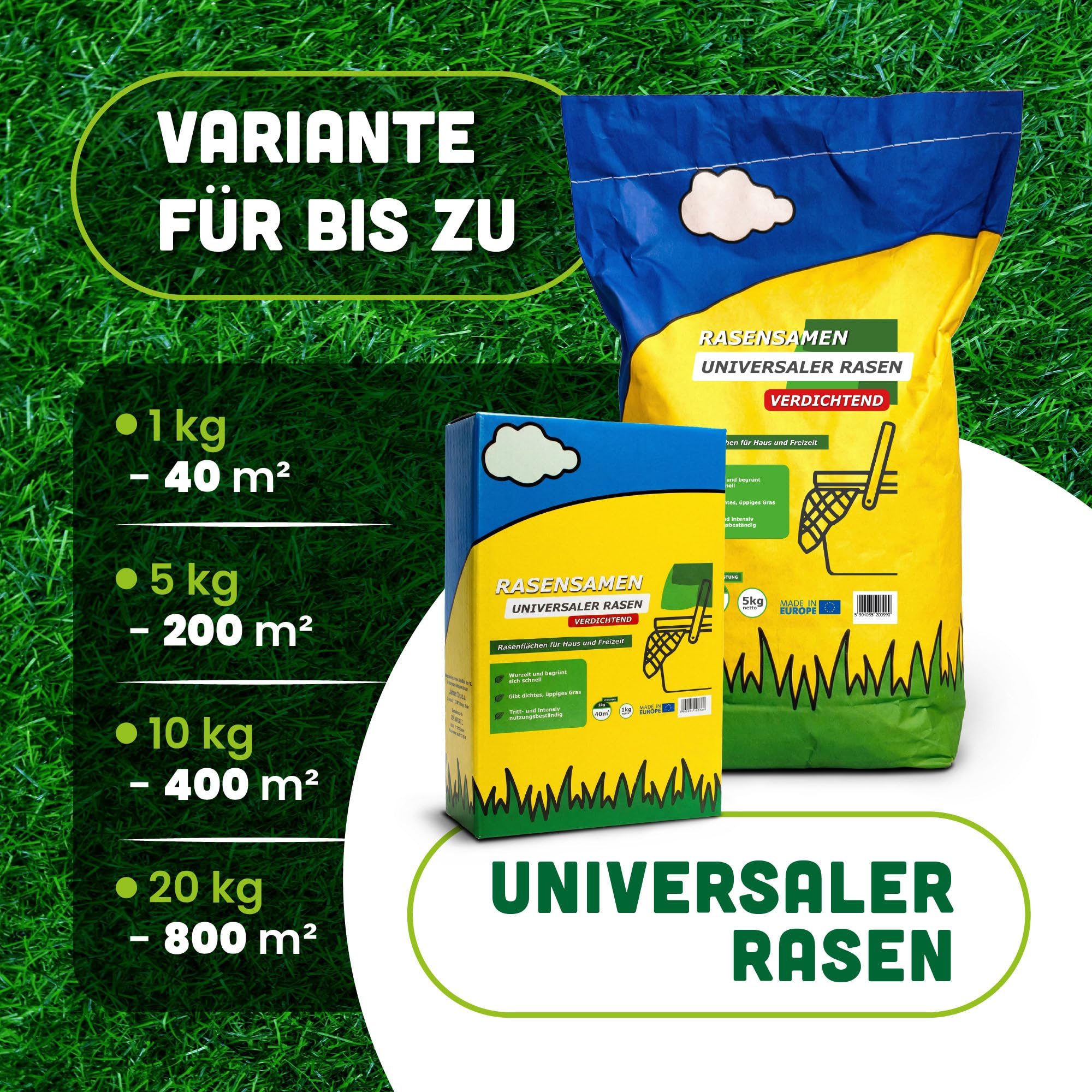 Rasensamen Schnellkeimend Sommer | 5kg Grassamen | Nachsaat & Neuansaat | Robust & pflegeleicht 5kg– Reicht für 200m²|Rasen samen Dichtes, sattgrünes Gras | Rasensaat ideal für jeden Rasen