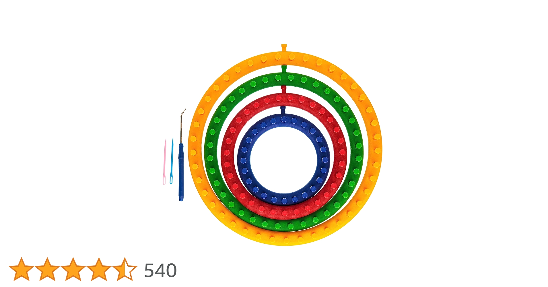 The Quilted Bear Long Knitting Loom Kit - Easy Knit 4 Piece Peg Loom With 2 Pins, Loom Knitting Hook Tool & Instruction Leaflet For Scarves, Hats & More