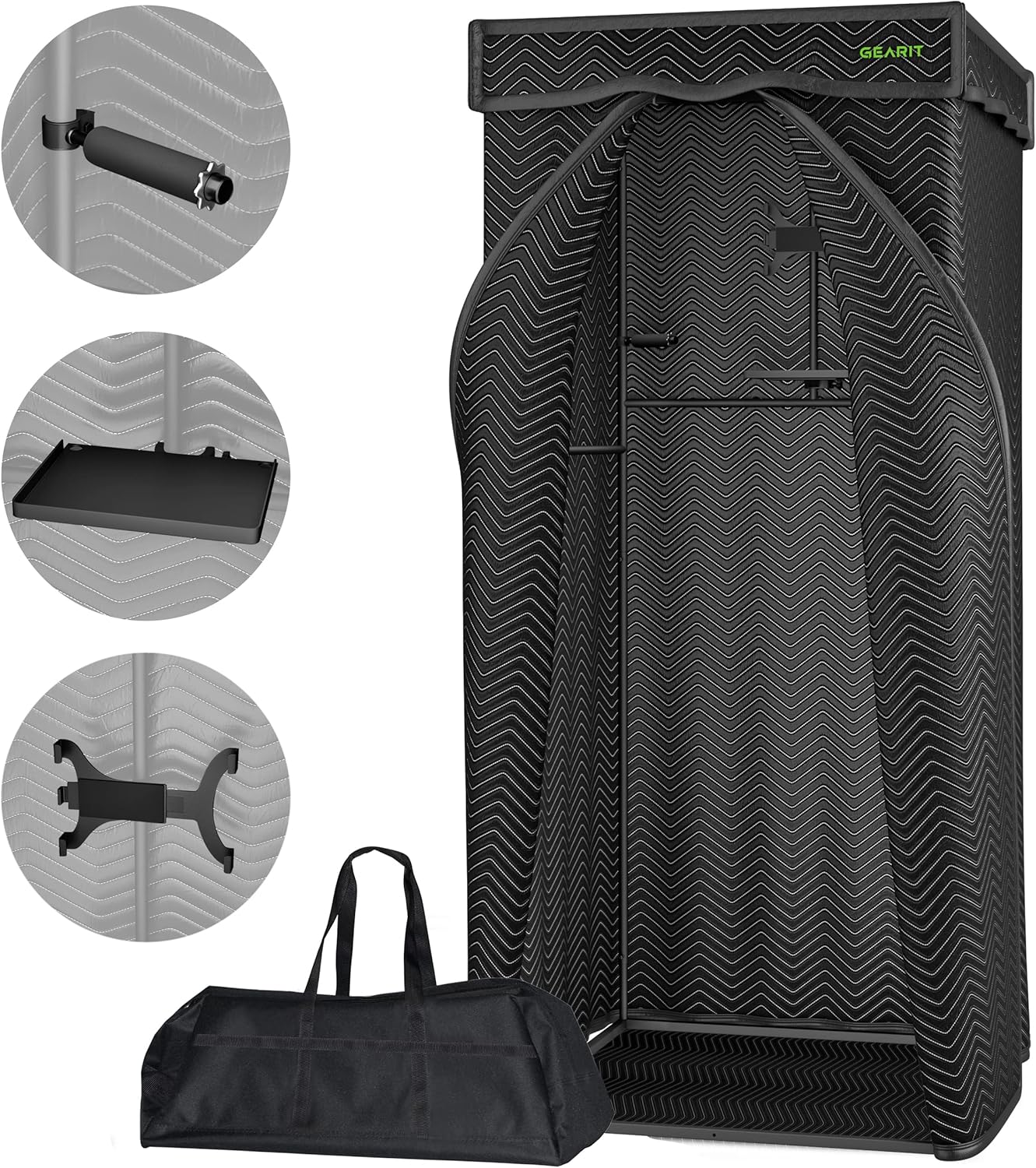 GearIT Portable Vocal Recording Booth with Carry Bag, Utility Tray, Mobile Tablet Mount, and Mic Mount/Headphone Hook; Sound Isolation Room for Home Studio