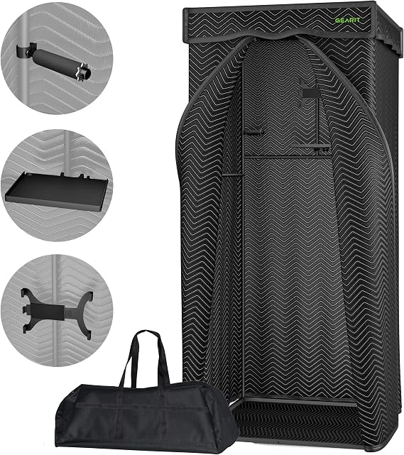 GearIT Portable Vocal Recording Booth with Carry Bag, Utility Tray, Mobile Tablet Mount, and Mic Mount/Headphone Hook; Sound Isolation Room for Home Studio