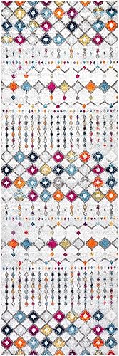 Miniatura 78 de nuLOOM 2x8 Alfombra de Área Blythe Marroquí, Negro y Blanco, Diseño Bohemio Desvanecido, Resistente a Manchas, Para Dormitorio, Comedor, Sala