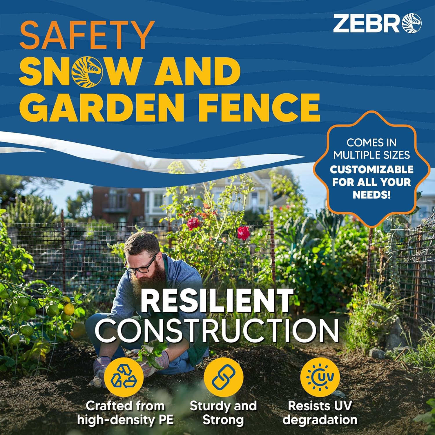 ZEBRO 4' x 100' Black Plastic Garden Fence Roll – Standard Duty Safety Netting for Snow, Poultry, Deer, Dogs – Reusable Outdoor Barrier for Yard, Landscaping, Animal Protection