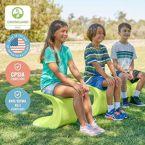 Miniatura 78 de ECR4Kids Asiento ondulado, altura del asiento de 14 a 15.1 pulgadas, taburete de perca, amarillo, paquete de 2 Amarillo,Negro -,Azul,Gris