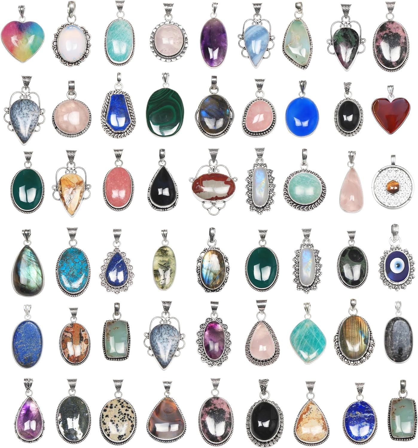 Chunky silver pendant necklace pack for women statement fashion pendants