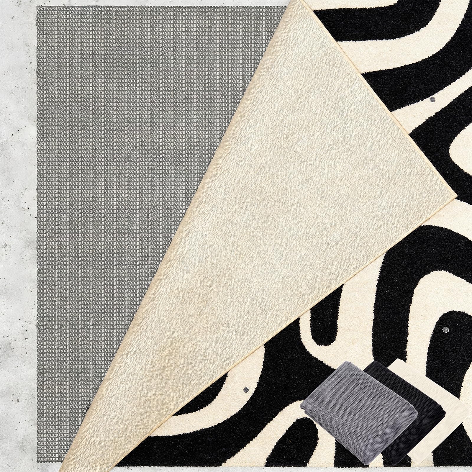 Evita resbalones con la base antideslizante alfombra 135 x 210 cm lavable de PVC gris marrón