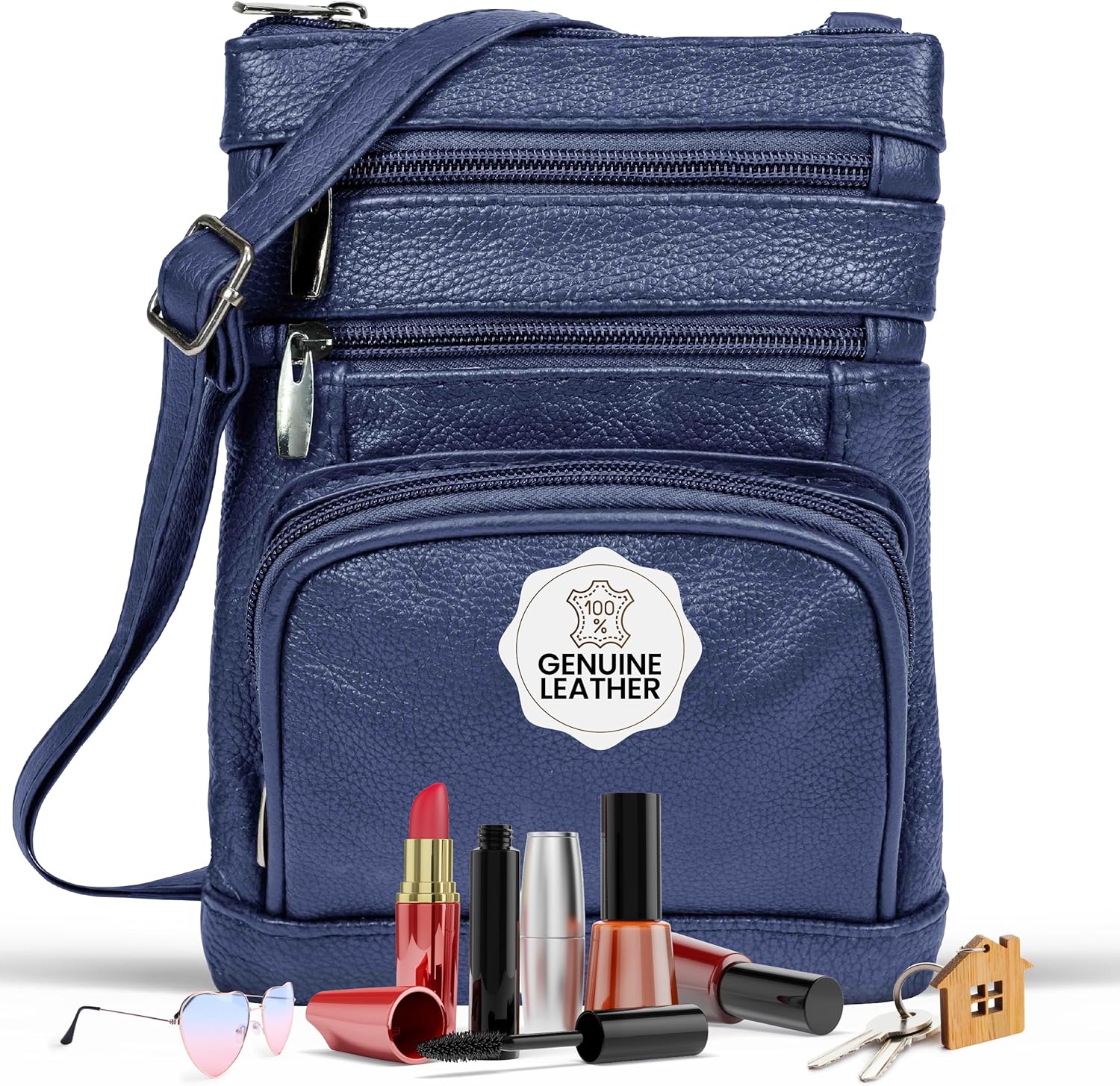 Krediz leather Crossbody Purses for Women, Multi Pocket Crossbody Purse with Adjustable Strap, Soft & Durable Leather Purse - Image 2