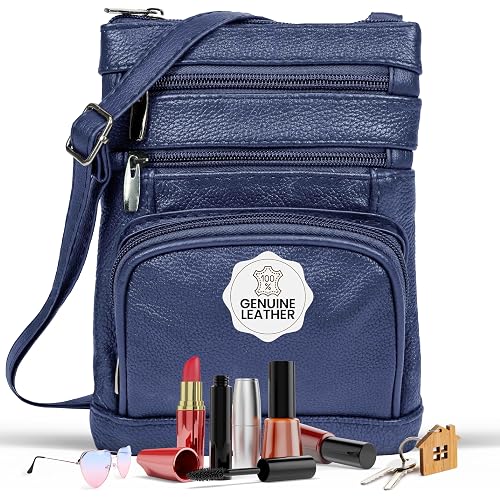 Krediz leather Crossbody Purses for Women, Multi Pocket Crossbody Purse with Adjustable Strap, Soft & Durable Leather Purse