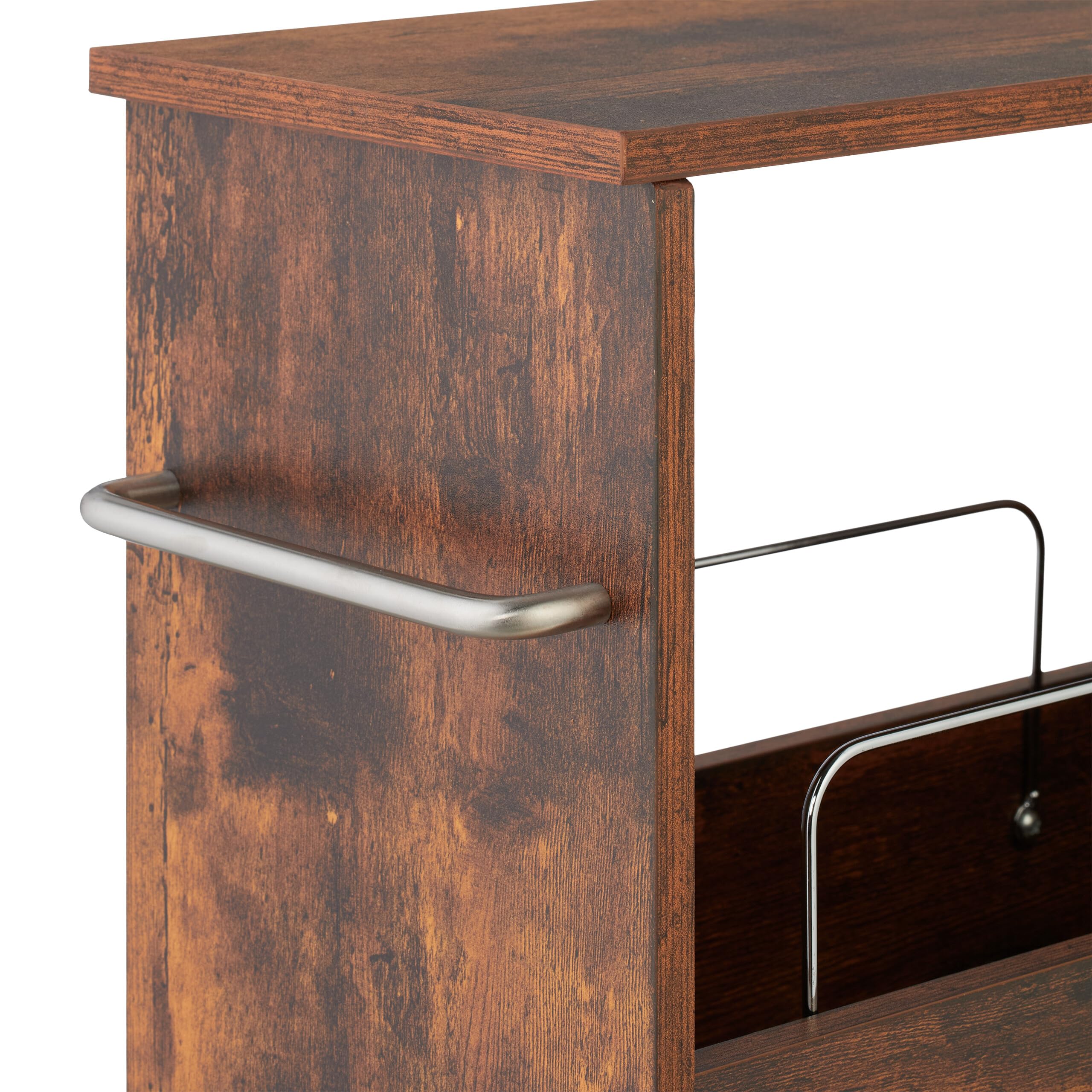 Relaxdays Carrello Stretto Salvaspazio, Carrellino Slim a 3 Ripiani per Cucina e Bagno, HxLxP 66,5 x 42 x 20 cm, Marrone